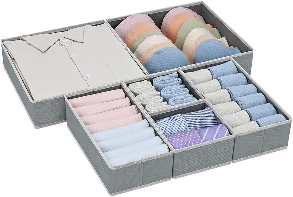 Homsorout Clothes Drawer Organisers Wardrobe Storage - 6 Packs Foldable Underwea...