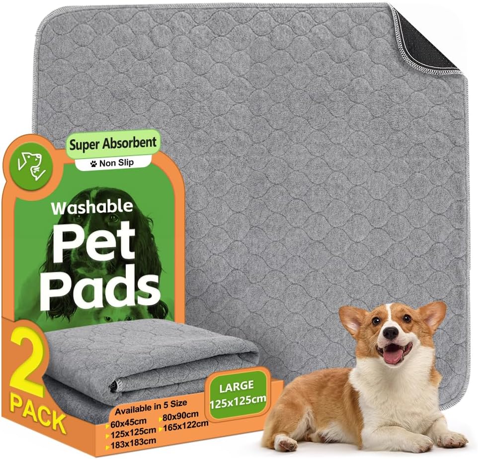 2 Pack Washable Dog Pee Pads - Instantly Absorbent and Reusable for Puppy Traini...