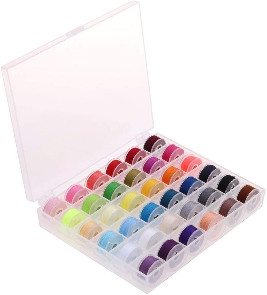 Fire-to-Fire 36Pcs Sewing Machine Bobbin Threads with Storage Case Box, Pre-Woun...
