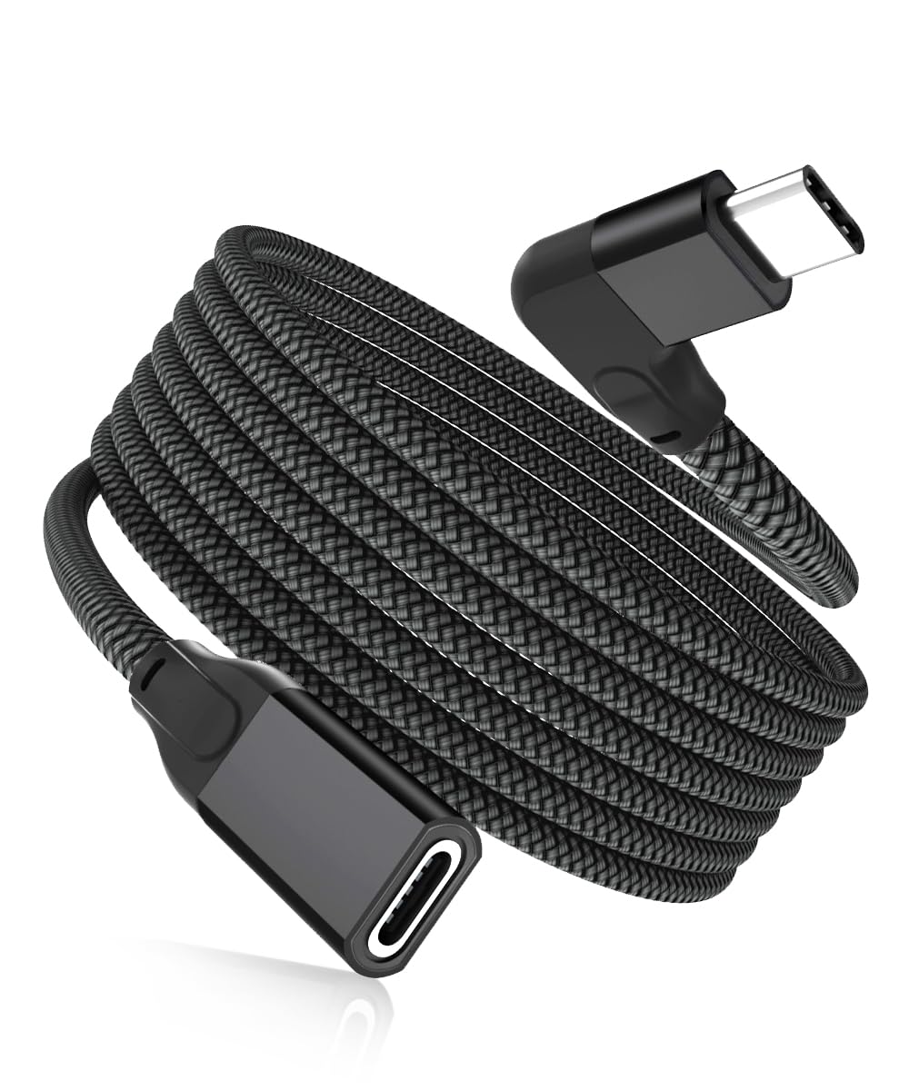 RUXELY Right Angle USB C Extension Cable 2M,90 Degree Type C 3.1 Gen2 10Gbps Fem...