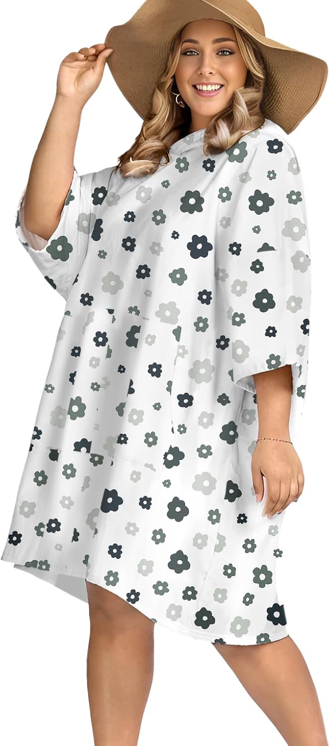 KFUBUO Surf Poncho Changing Towel Swim Robe with Pocket Plus Size Terry Cloth Sw...