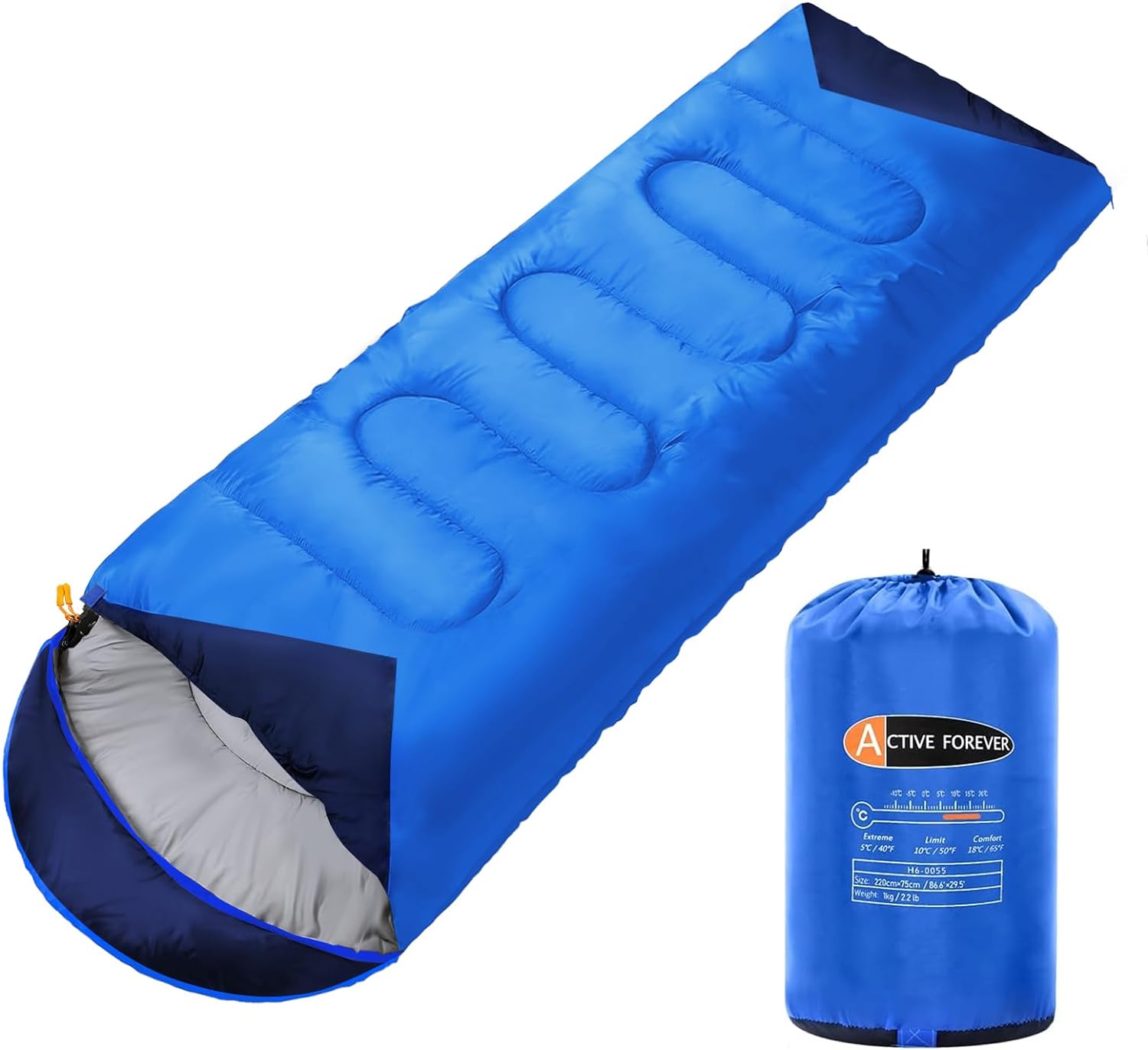 ACTIVE FOREVER Rectangular Sleeping Bag 3 Seasons - Lightweight Camping Sleeping...