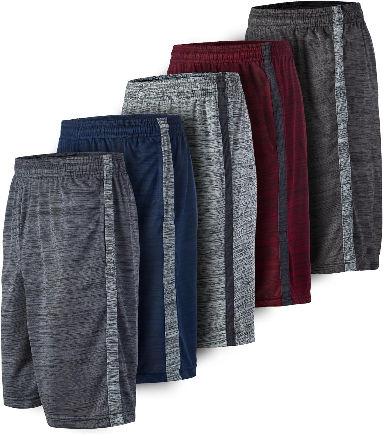 5 Pack: Men's Dry-Fit Sweat Resistant Active Athletic Performance Shorts 3X-Larg...