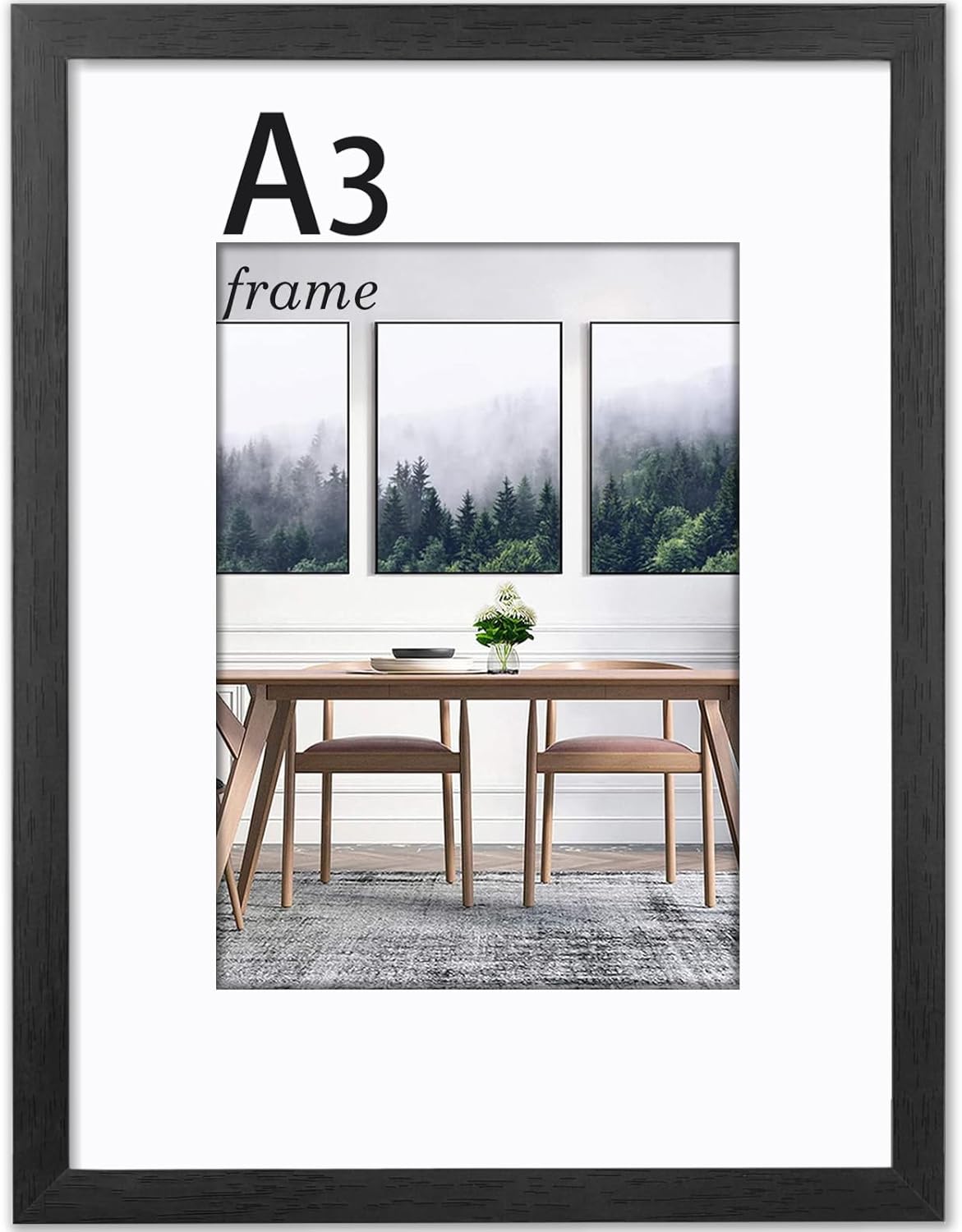 wyewye A3 Picture Frame, Frame for A3 Print, A3 Frame with Plexiglass and Mount,...