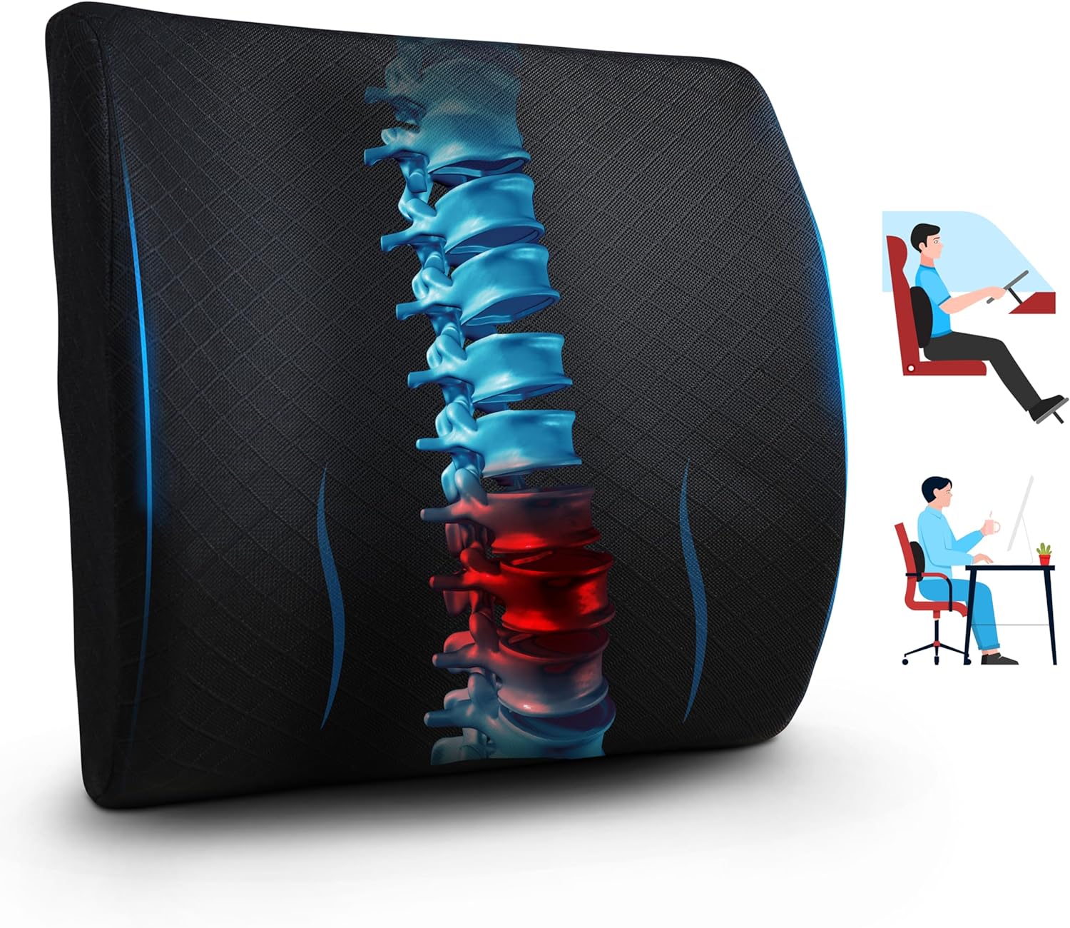 EcoNour Lumbar Support Pillow for Car and Office Chair – Improve Sitting Posture...