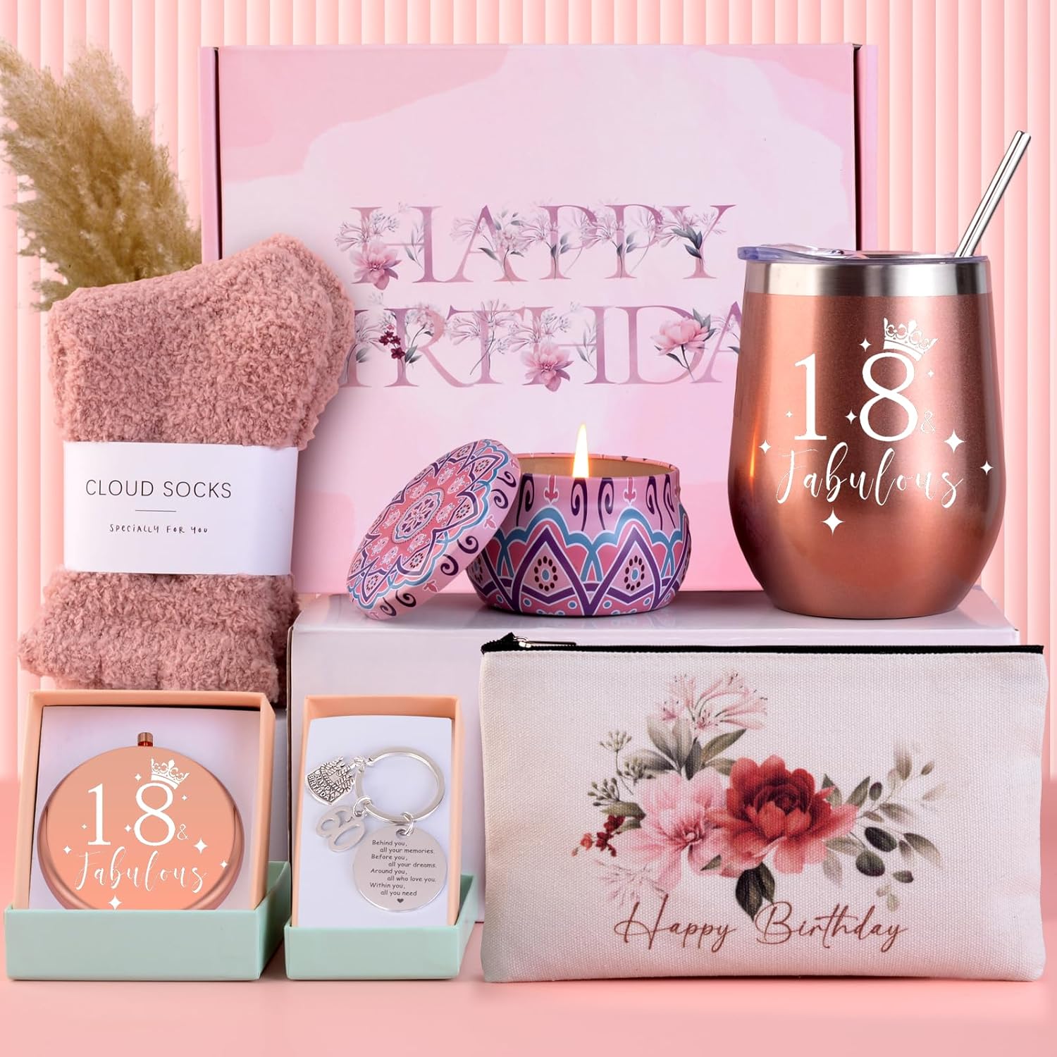 Anforsun 18th Birthday Gifts for Girls, Personalised 18th Birthday Pamper Gift B...