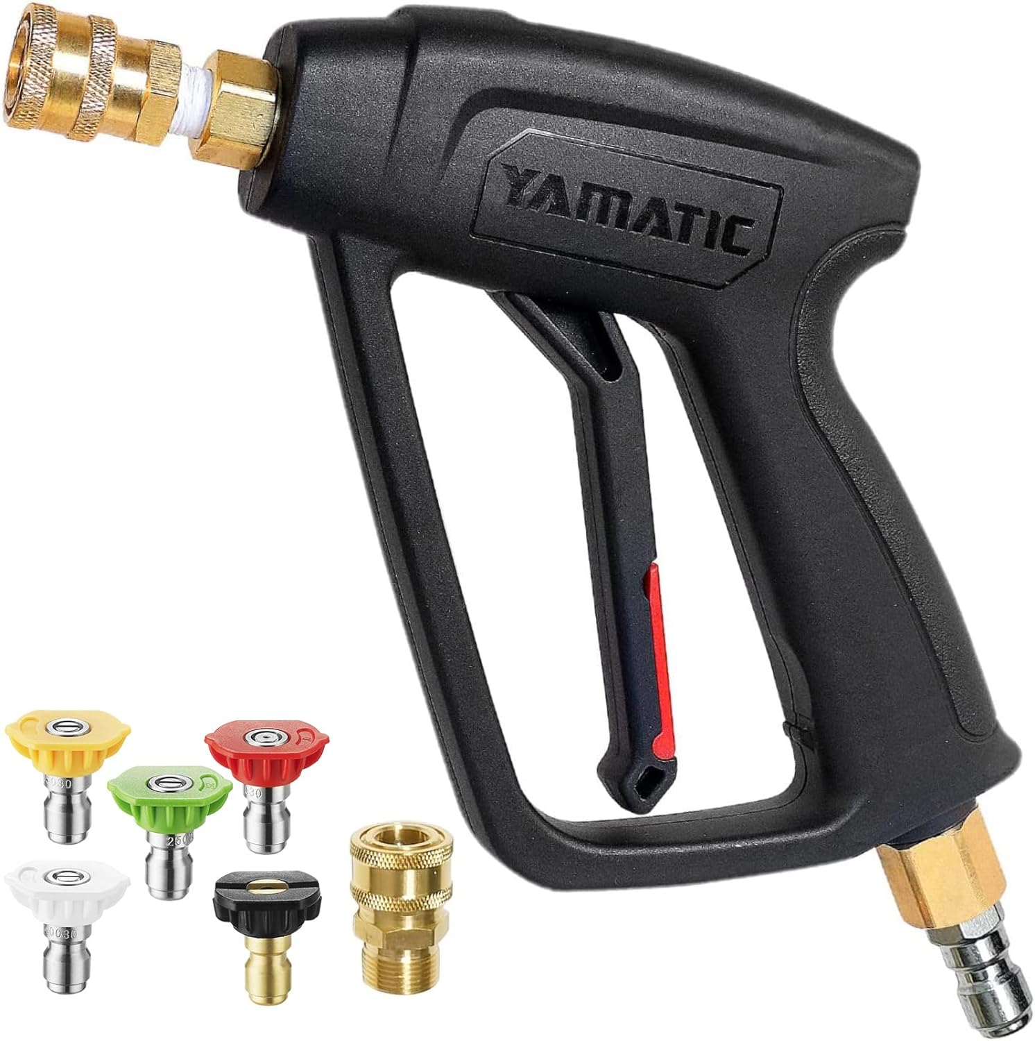 YAMATIC Short Pressure Washer Gun with Swivel Brass 3/8" Quick Connector, Power...