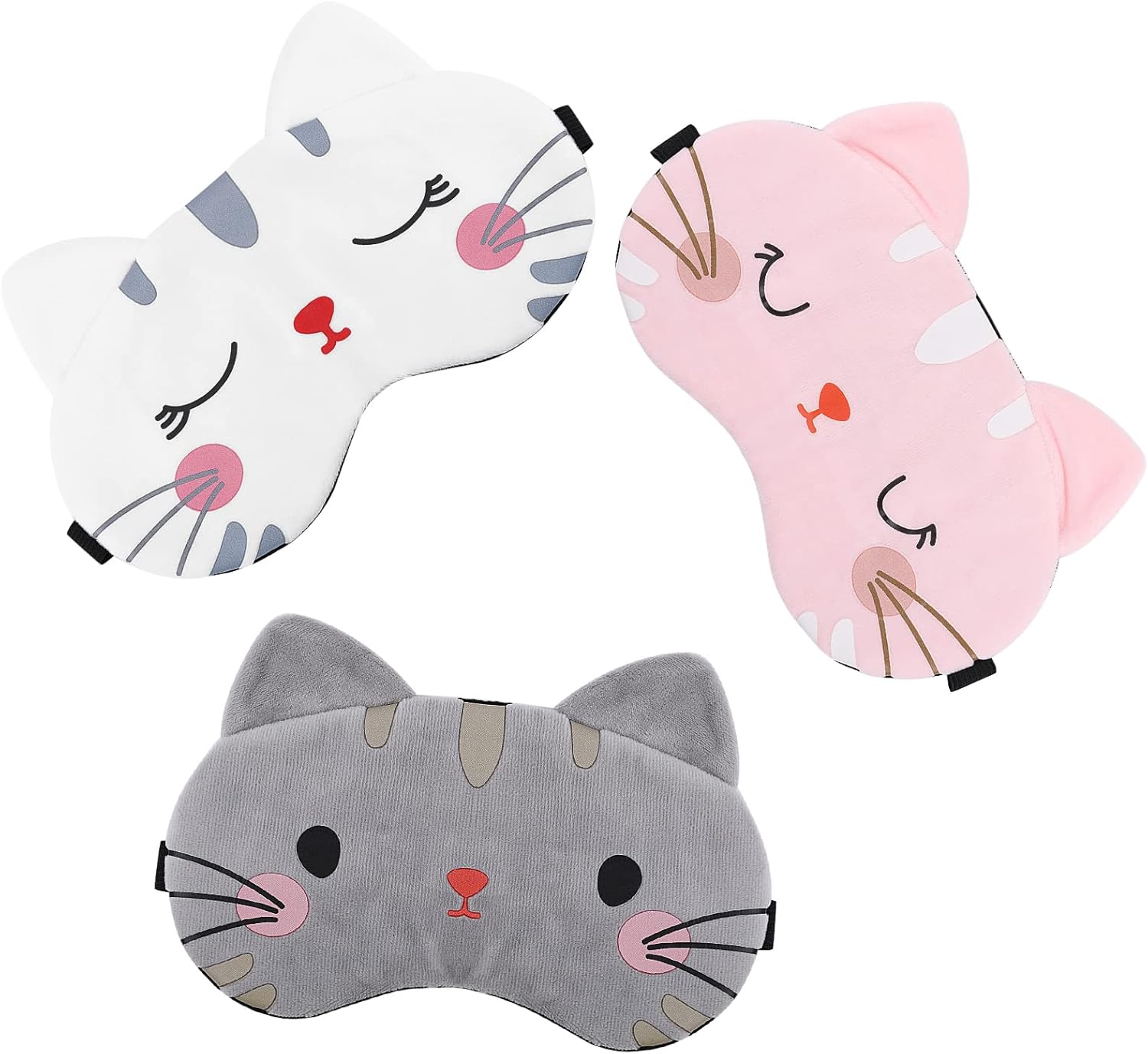 Lusofie 3Pcs Sleep Mask for Kids Cartoon Cat Sleeping Mask with Adjustable Strap...