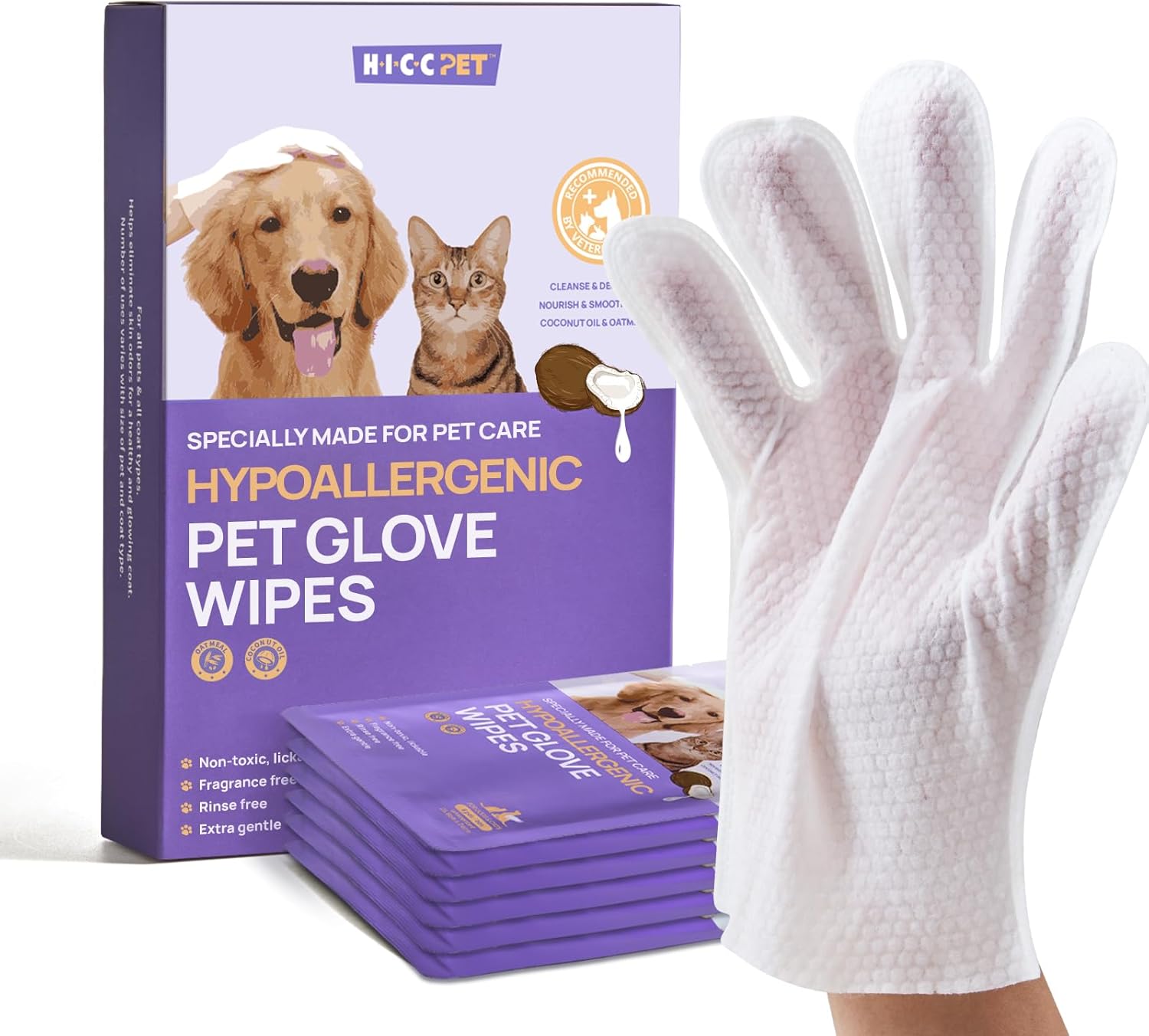 HICC PET Cleaning Deodorizing Bathing Wipes for Dogs & Cats, Hypoallergenic Dog...