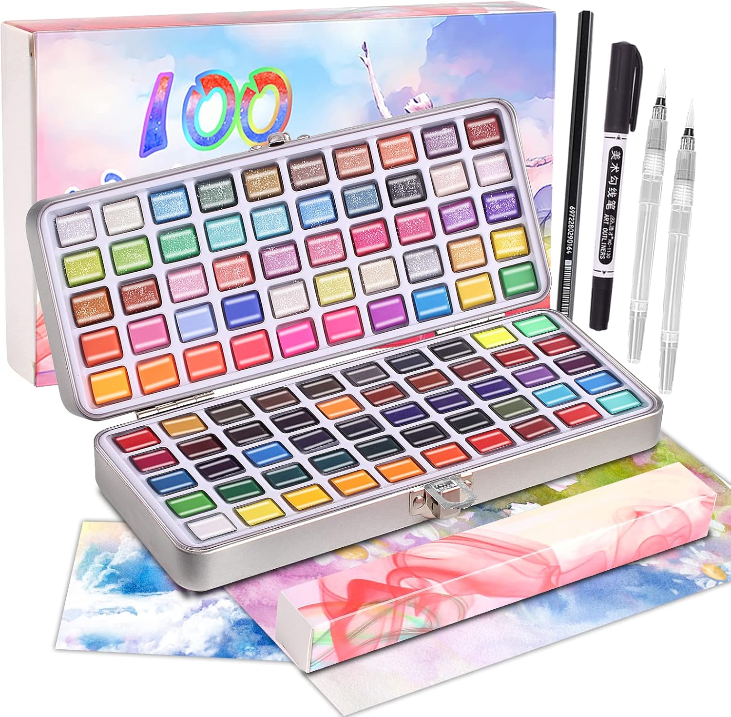 Gunsamg 100 Colours Watercolour Paint Set, Professional Water Colour Paint Set f...