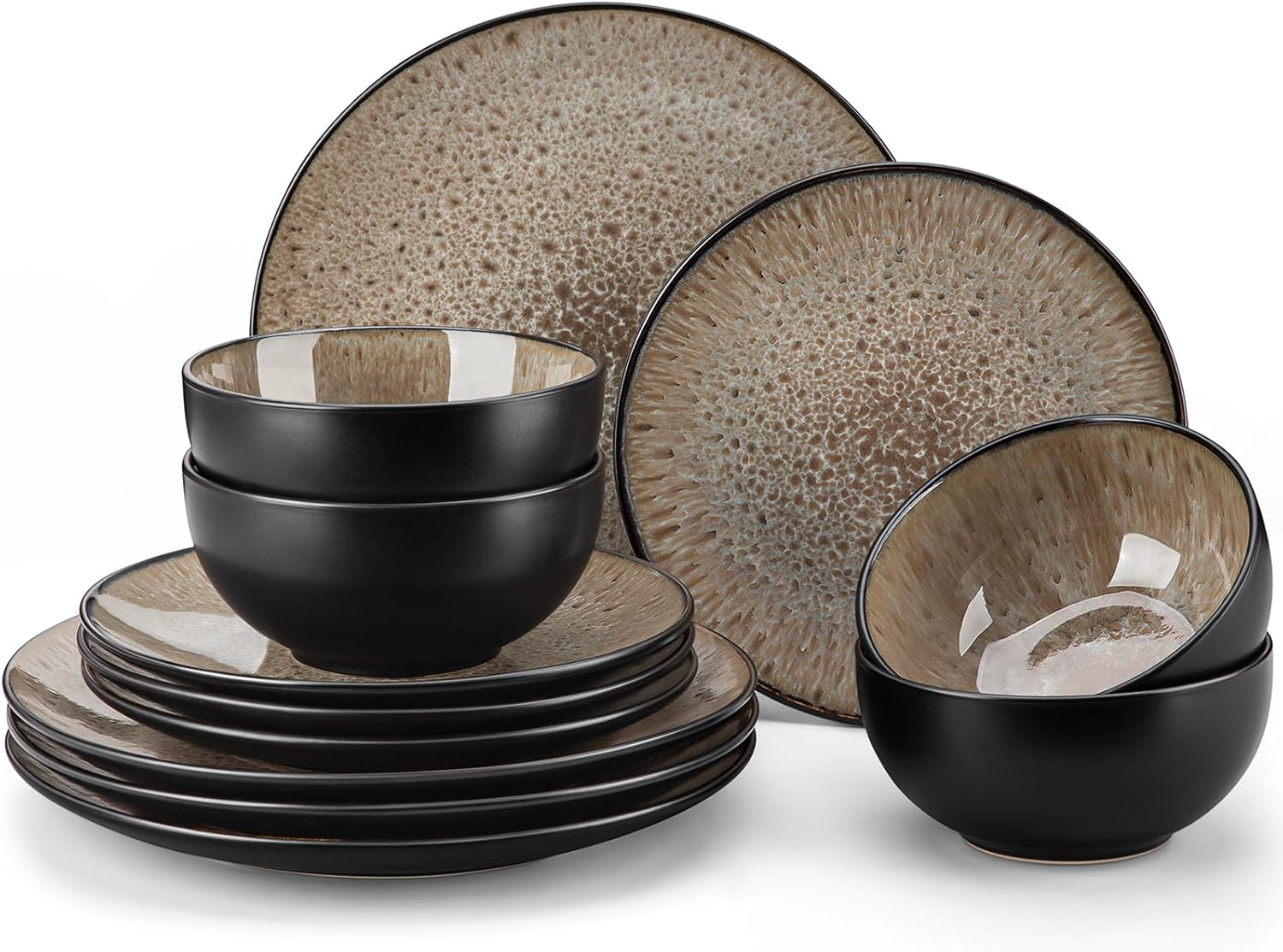vancasso Bubble Plates and Bowls Sets - 12 Piece Dinnerware Sets Service for 4,...