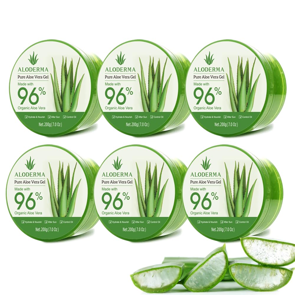 Aloderma Organic Aloe Vera Gel for Body Made within 12 Hours of Harvest, 96% Pur...