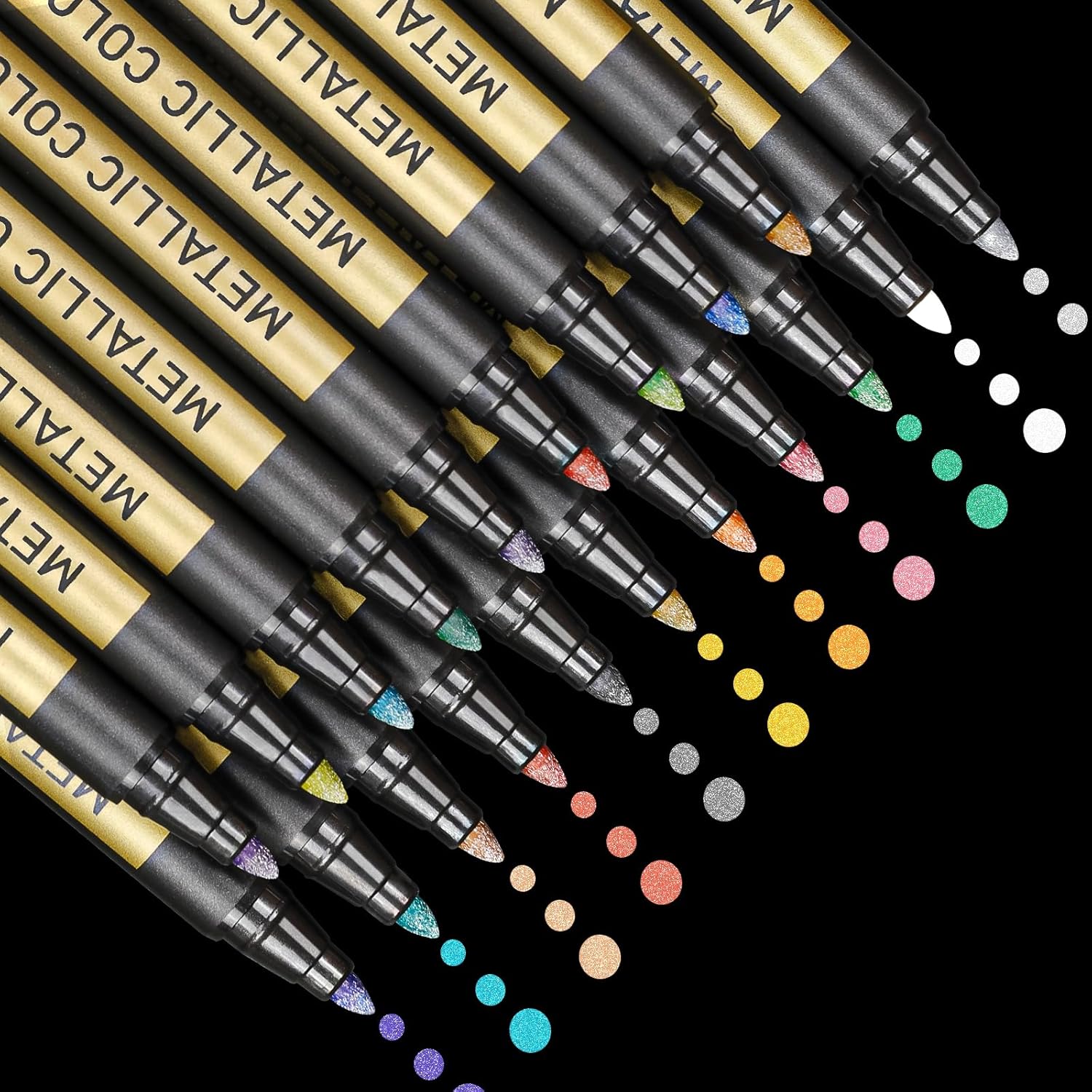 APOGO Metallic Pens for Black Card Paper, 20 Gold Silver Metallic Marker Pens Ar...