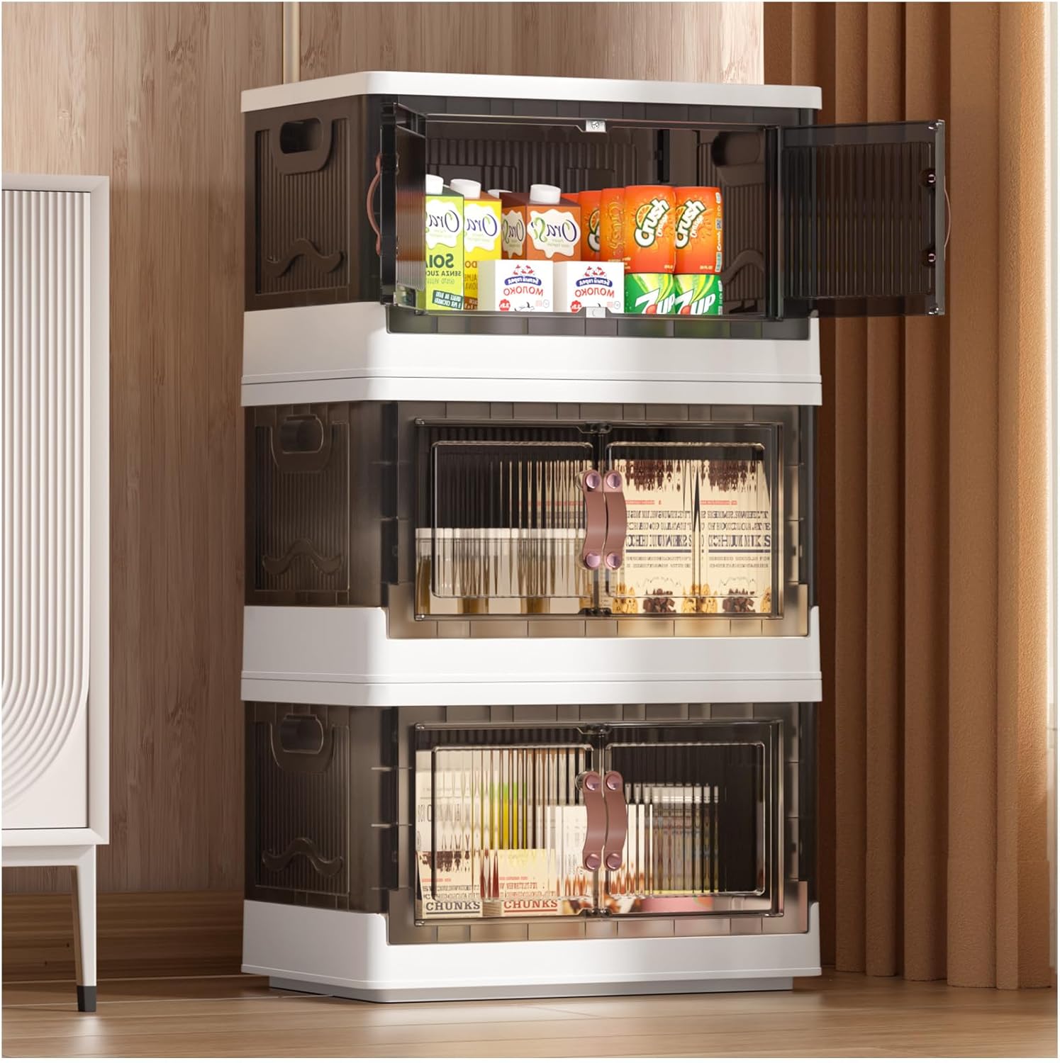 SavvyStor Storage Boxes with Lids, 45L*3 Pack Large Plastic Storage Bins Collaps...