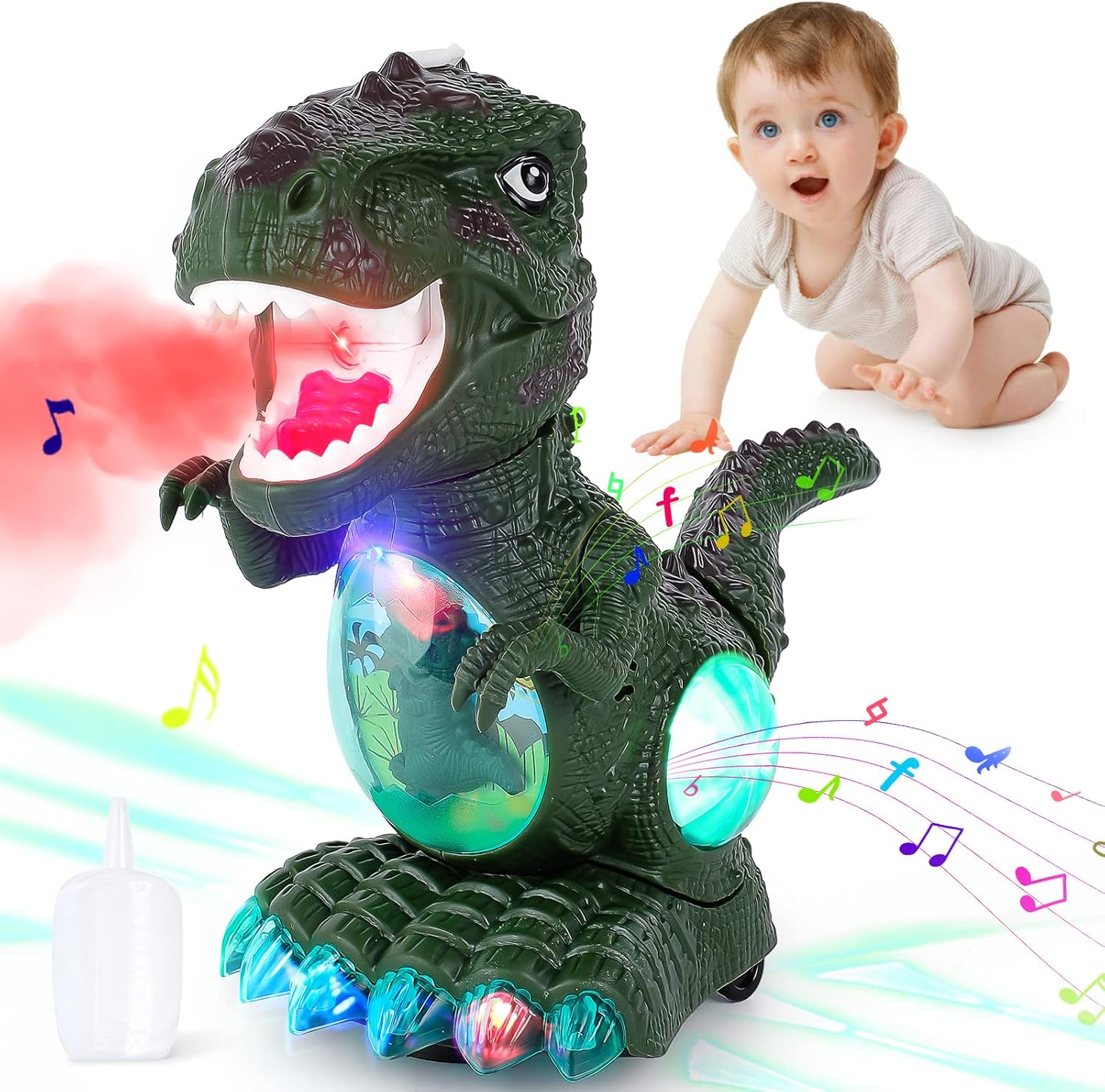 Thedttoy Baby Toys 12 18 Months Dinosaur Light Up Toys, Sensory Walking Toys for...