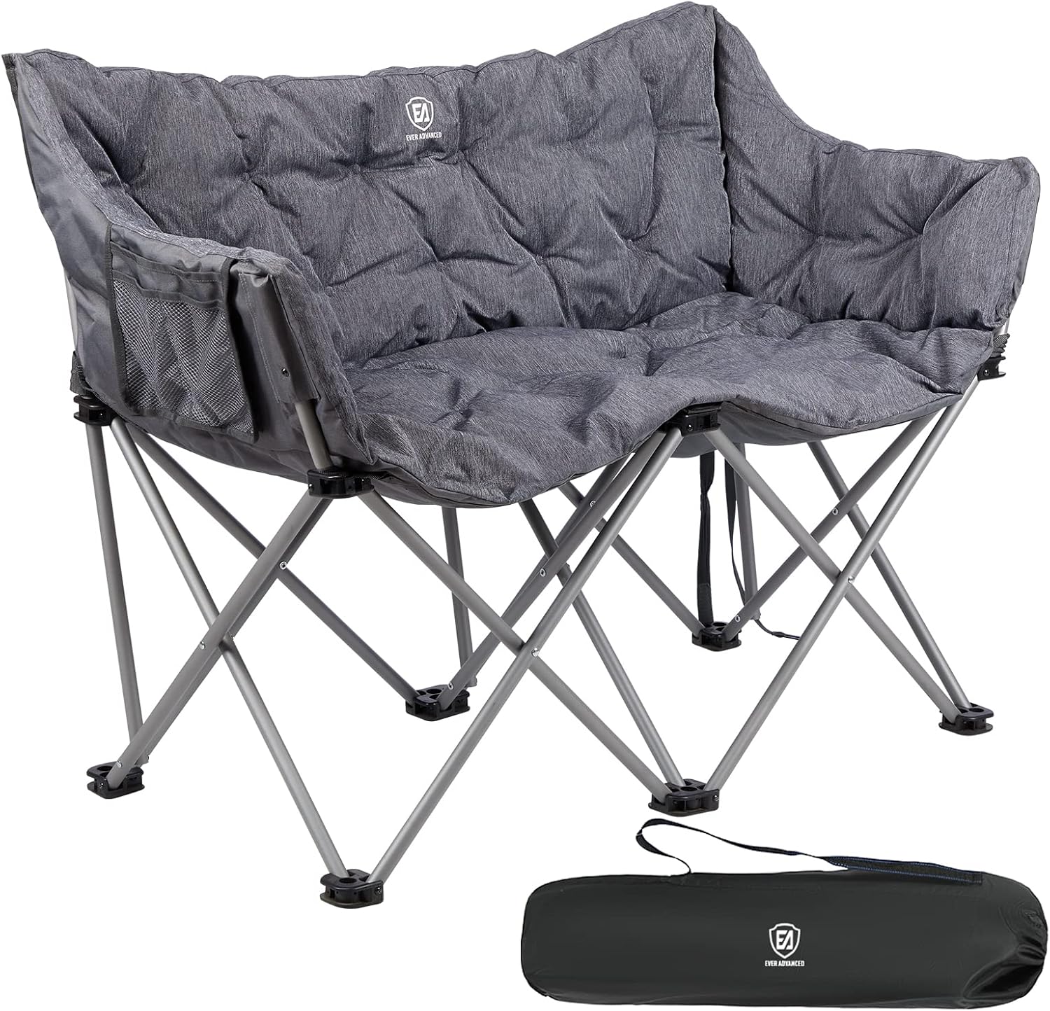 EVER ADVANCED Camping Chair Double for Adults 6cm Padded Folding 2 Seater Sofa w...
