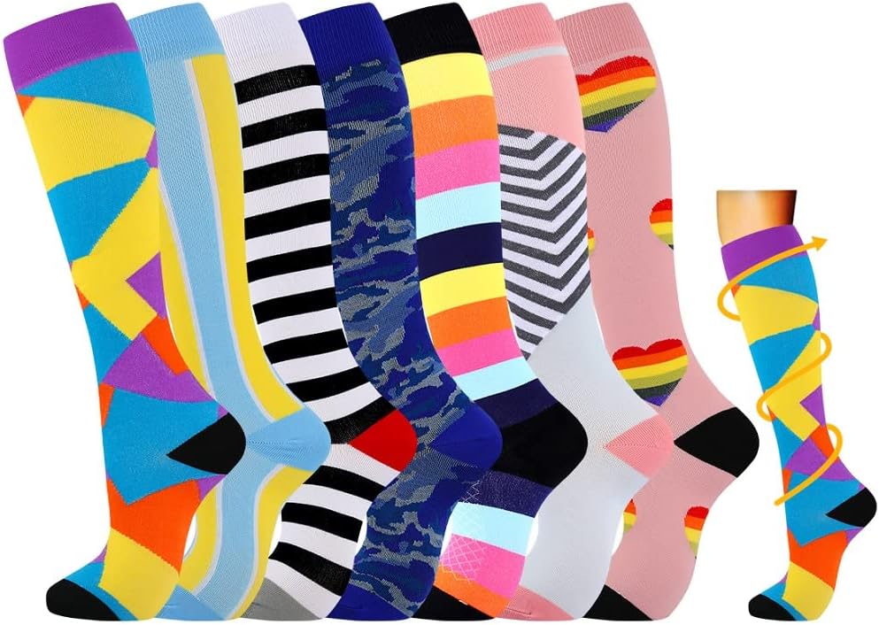 Losvcbcx 7 Pairs Compression Socks for Women & Men 15-20 mmHg is Best Athletic &...