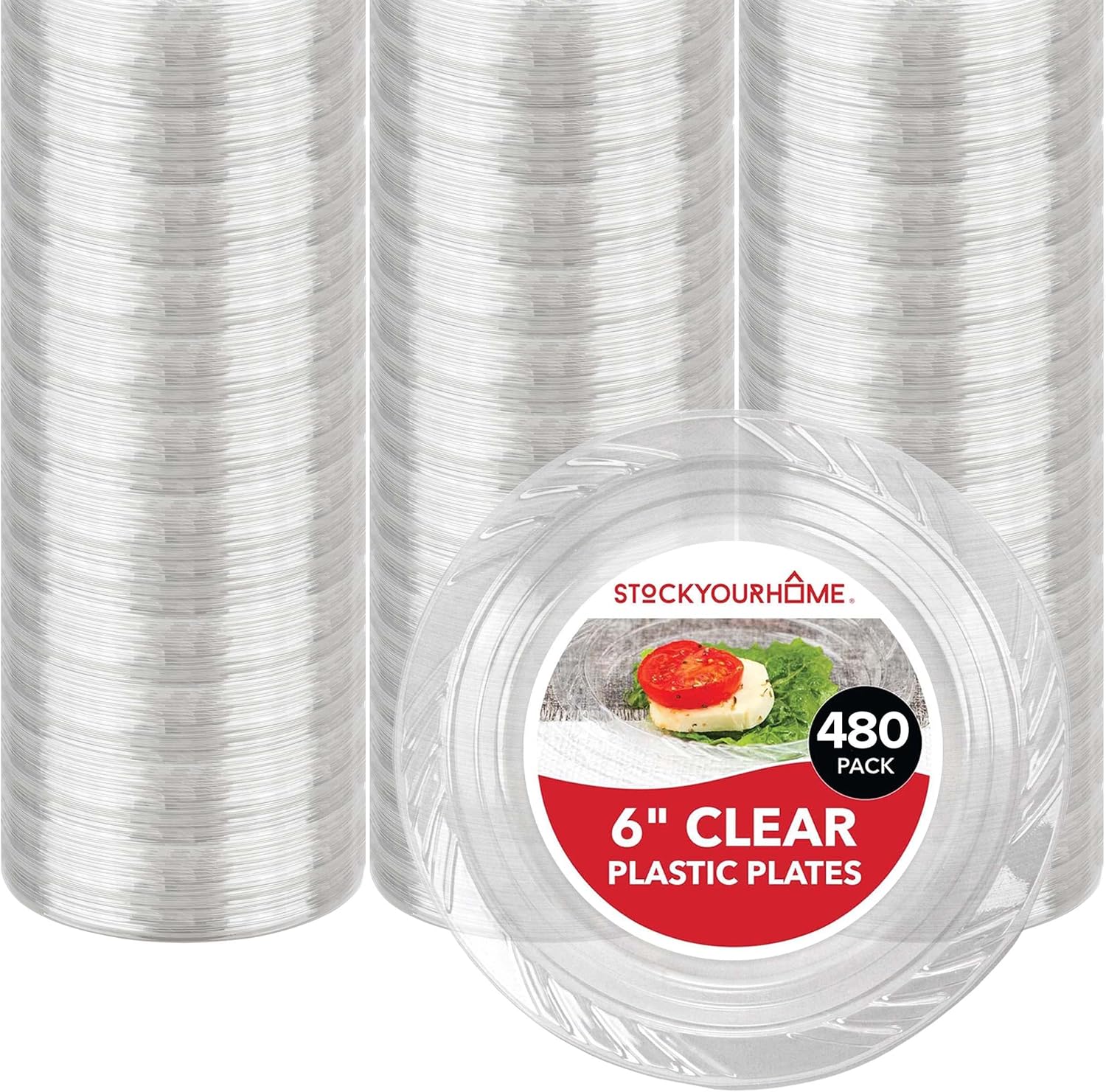 Stock Your Home 6-Inch Clear Plastic Dessert Plate...