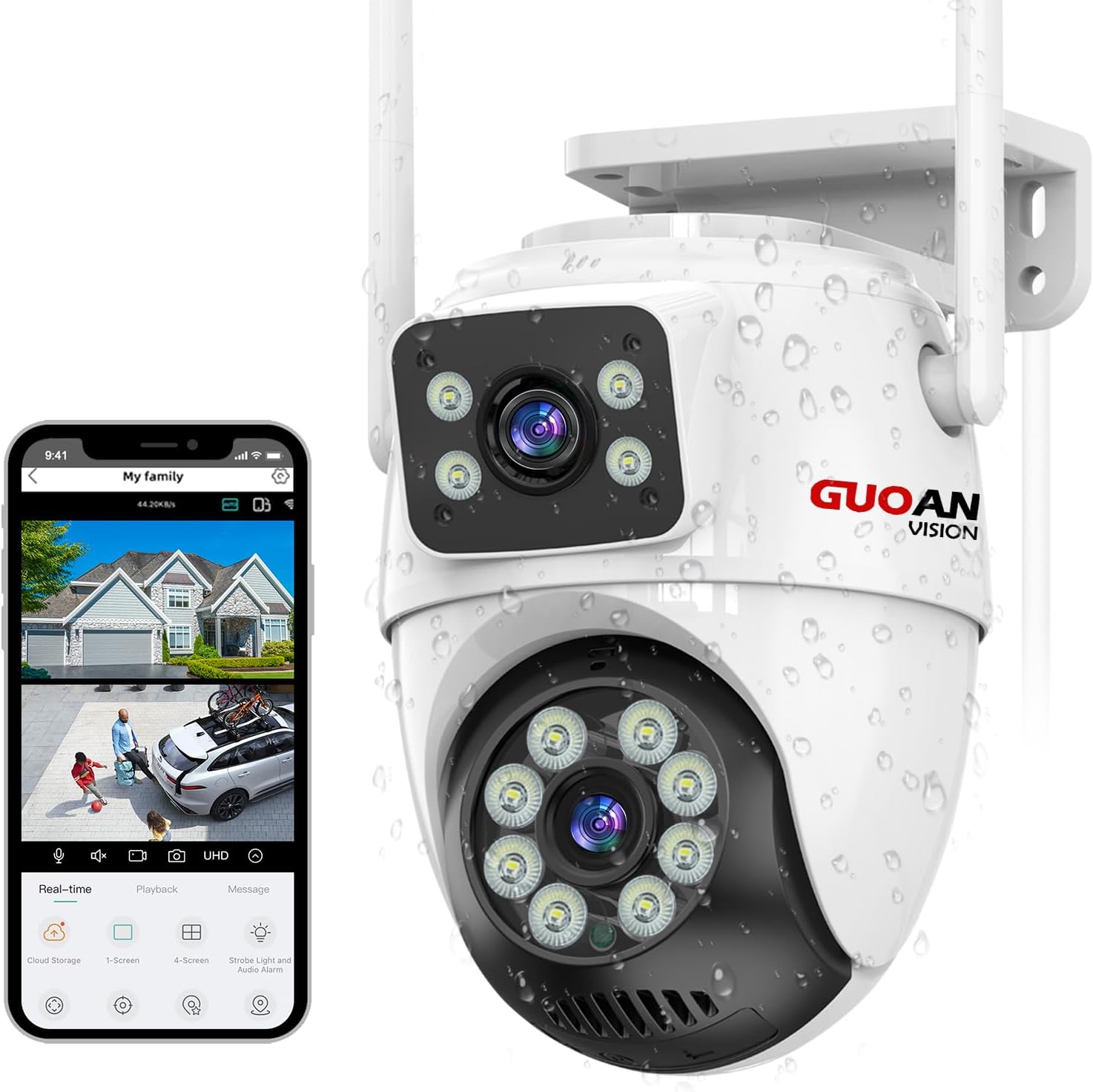 Security Camera Outdoor, 6MP Dual Lens CCTV Camera,IP66 Waterproof PTZ Home Secu...