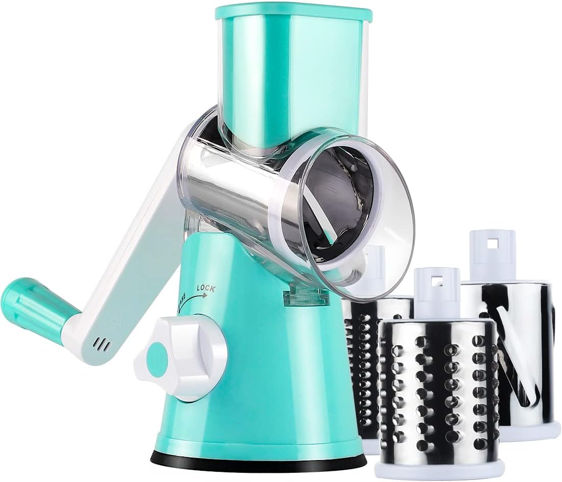 Rotary Cheese Grater Manual Kitchen Shredder, Speed Round Mandoline Vegetable Sl...