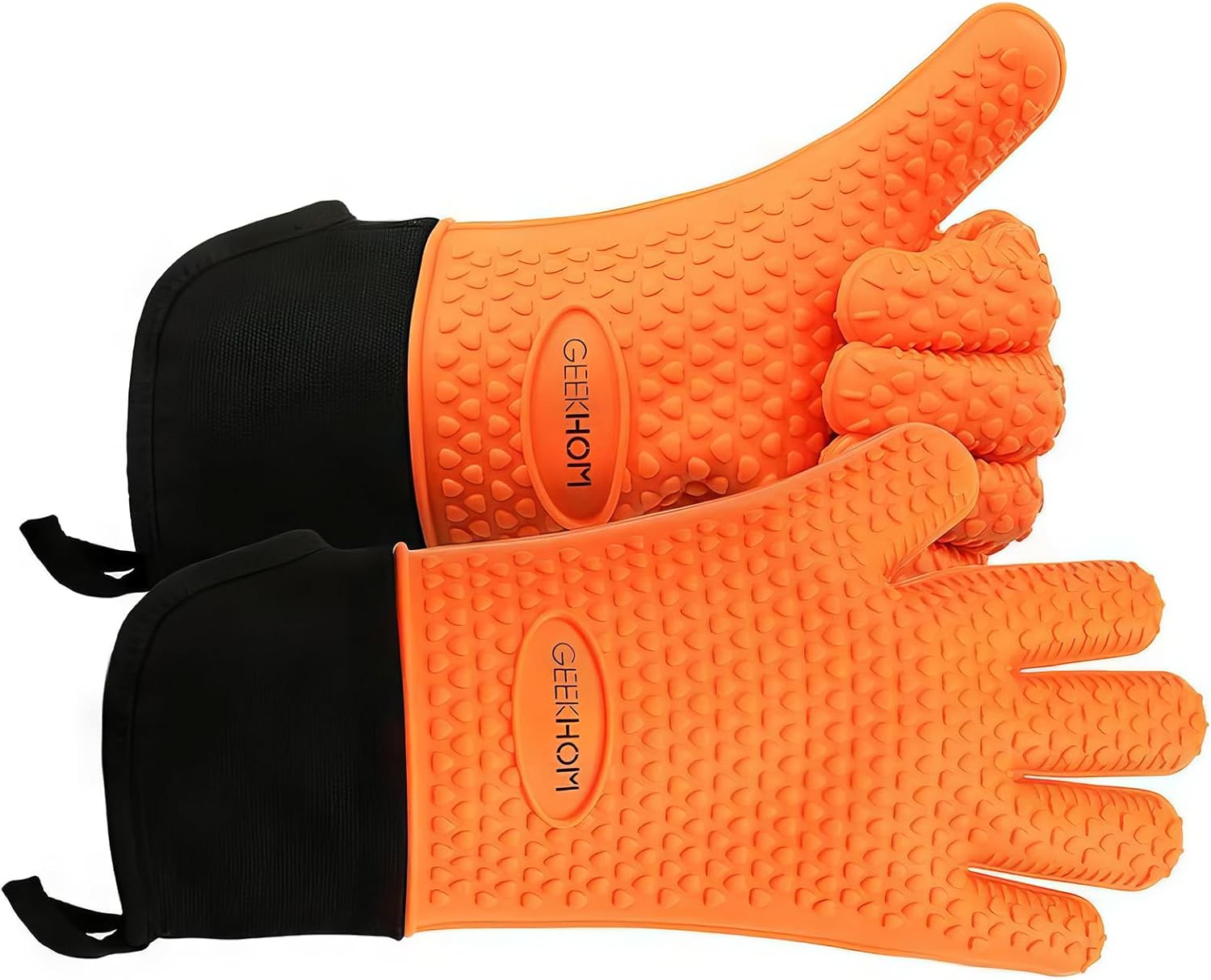 GEEKHOM BBQ Gloves, Grilling Gloves Heat Resistant Oven Gloves, Kitchen Silicone...