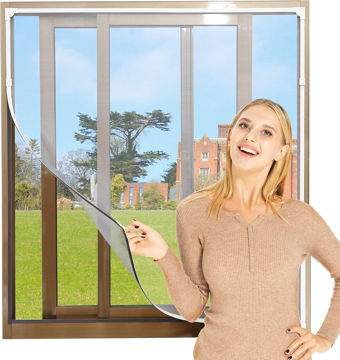 NeatiEase Adjustable DIY Magnetic Fly Screen Window Max 100x 130 cm, Full Frame...