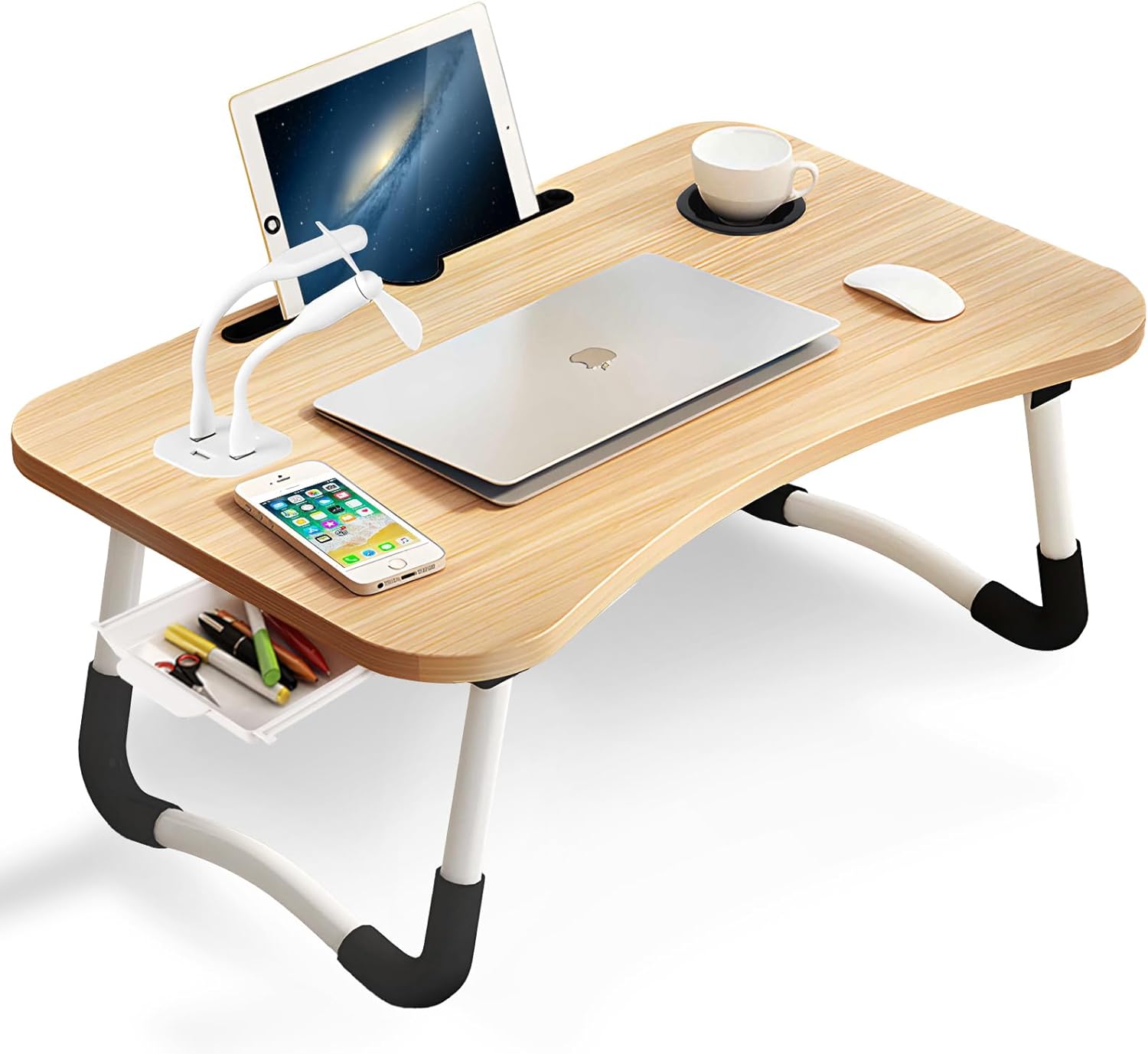 Warmiehomy Laptop Bed Table, Portable Laptop Desk with Foldable Legs & Cup Slot,...
