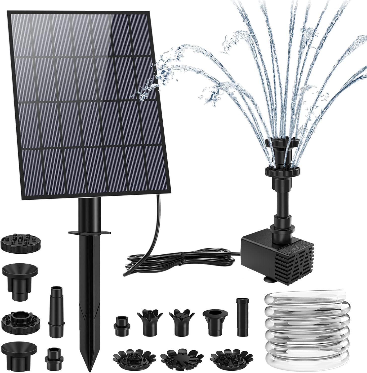 AISITIN 3.5W Solar Fountain Pump, Upgrade DIY Solar Panel Fountain with 4.9FT Wa...