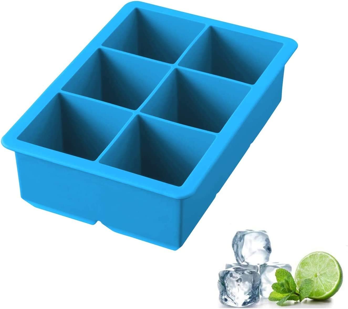 Silicone Large Ice Cube Tray - Silicone Ice Mold - Make 6 Pieces 2 Inch Ice Cube...