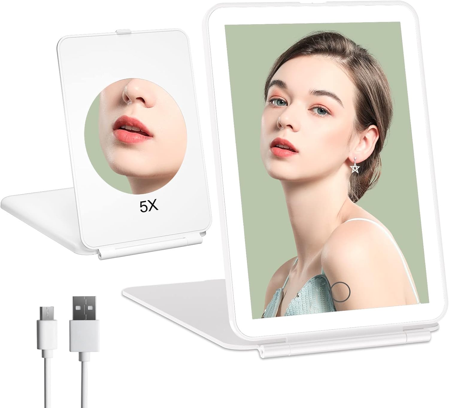 FUNTOUCH Rechargeable Portable Makeup Mirror with 72 LED Lights, Travel Lighted...