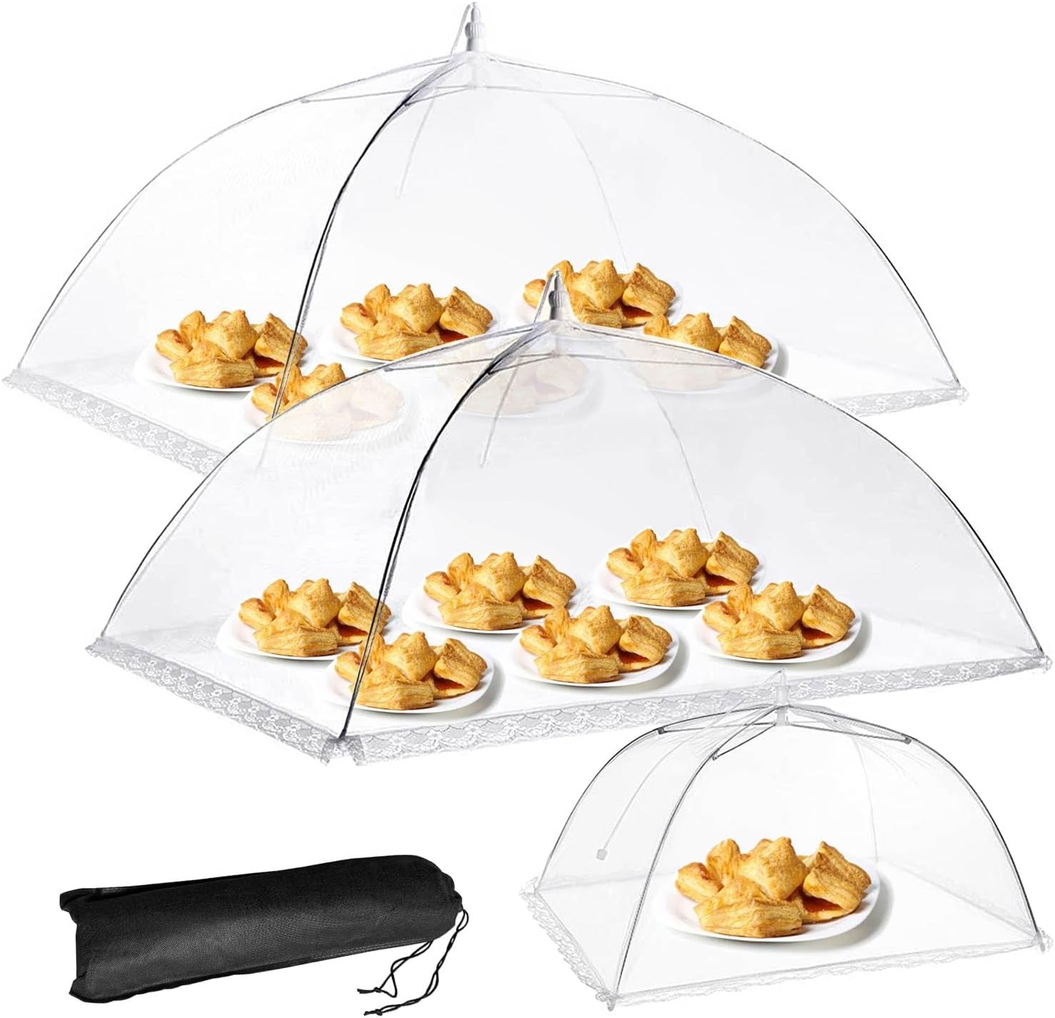 2 Pack Extra Large Food Tents SPANLA 41"X27" Pop-Up Mesh Food Covers for Outdoor...