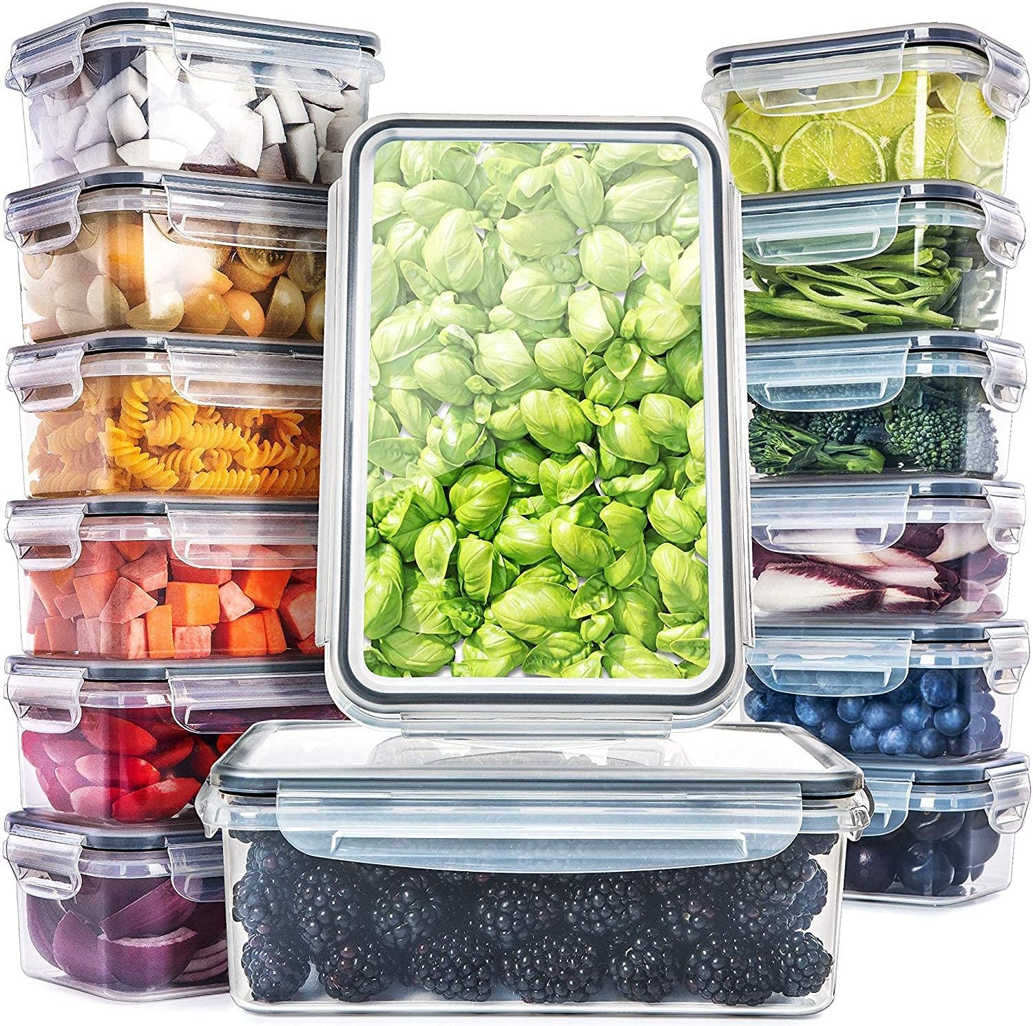 fullstar 28 PCS Plastic Food Storage Containers with Lids (14 Containers & 14 Li...