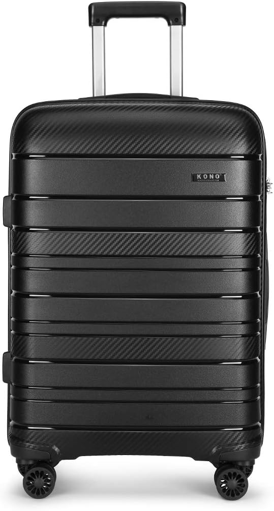 Kono Lightweight Suitcase, Unique Polypropylene 55cm Cabin Suitcase with TSA Loc...