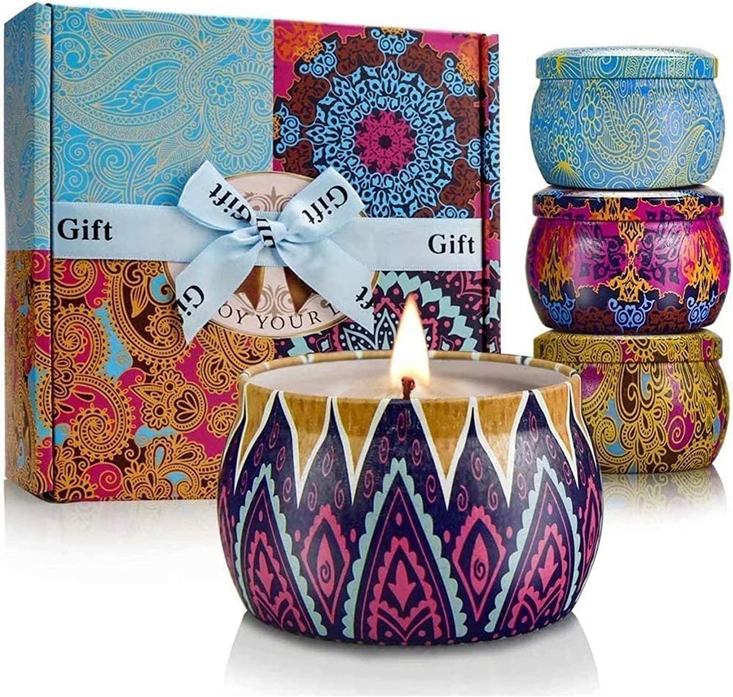 YMing Scented Candles Gift Set for Women, 17.6 Oz Real Soy Wax Portable Travel T...