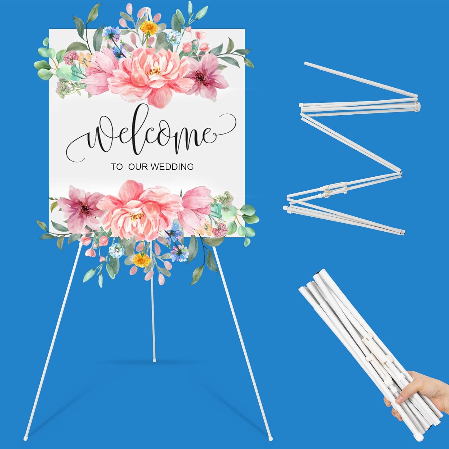 Falling in Art Display Easel Stand, 63" Instant Adjustable Poster Easel, Easy Fo...