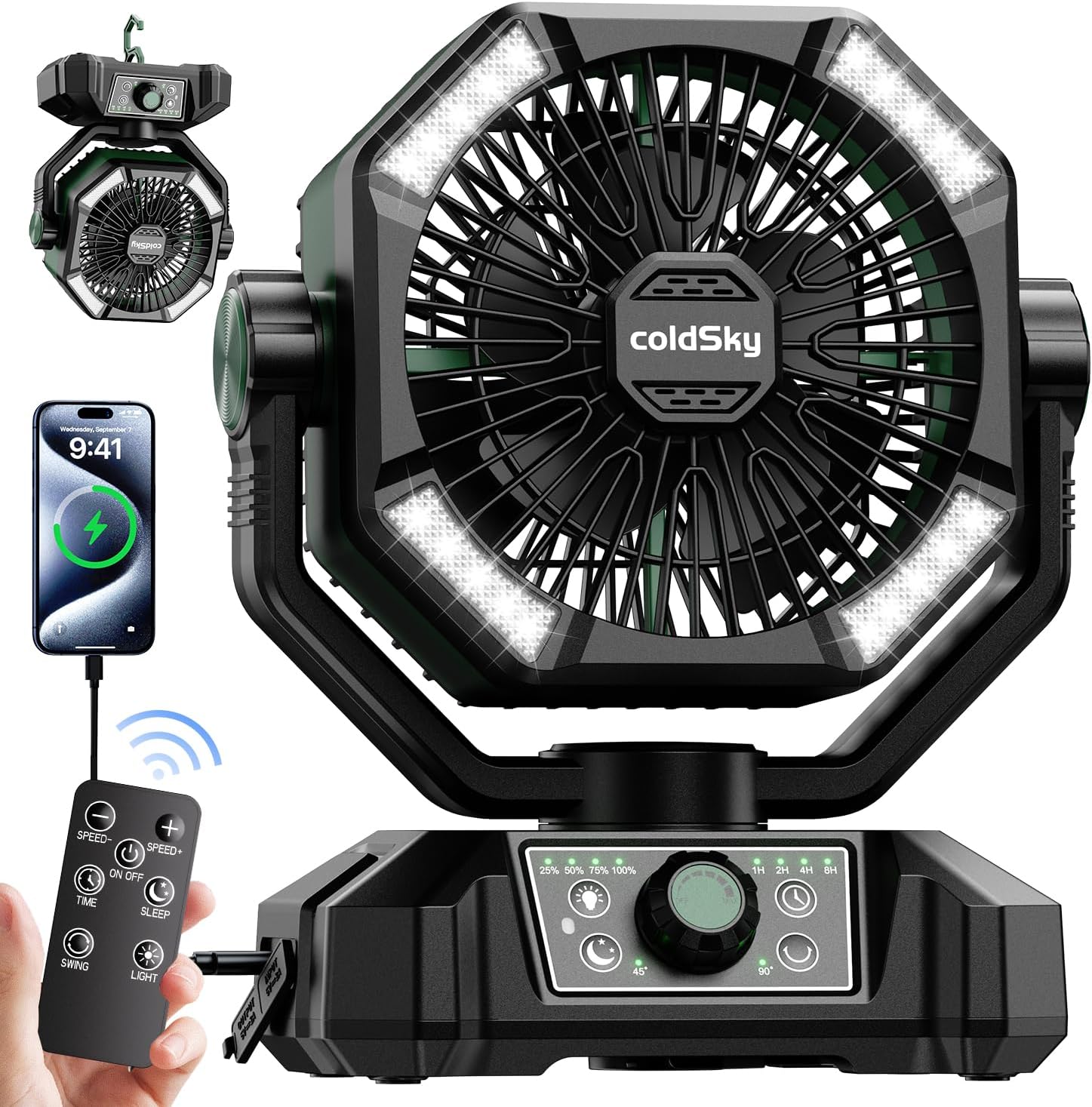 20000mAh Camping Fan with Dual Motor, Battery Operated Fan with 4 LED Lantern, 8...