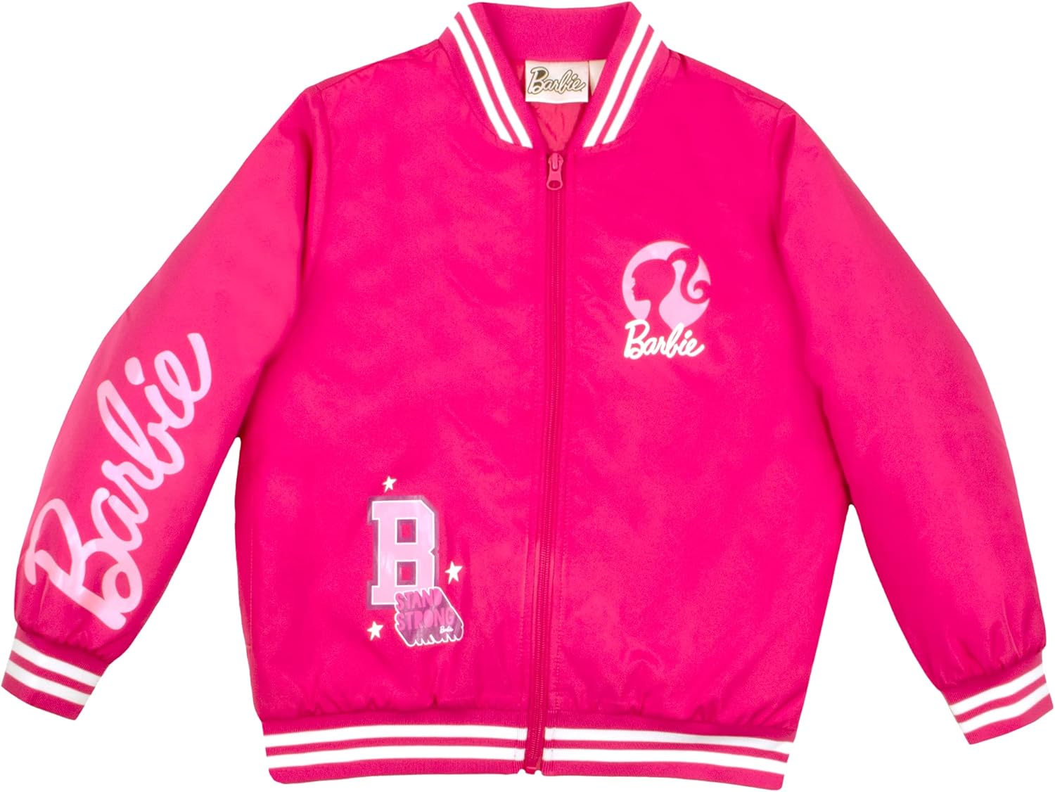 Barbie Girls Bomber Jacket, Zip-Up Bomber Jacket for Girls, Girl Power Outerwear...