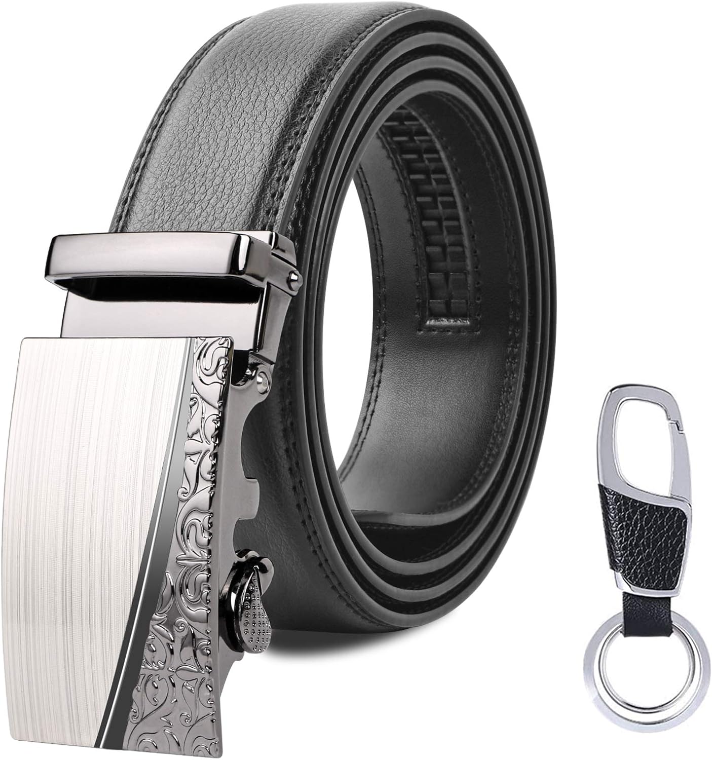 flintronic Men’s Leather Belt, Automatic Buckle Le...