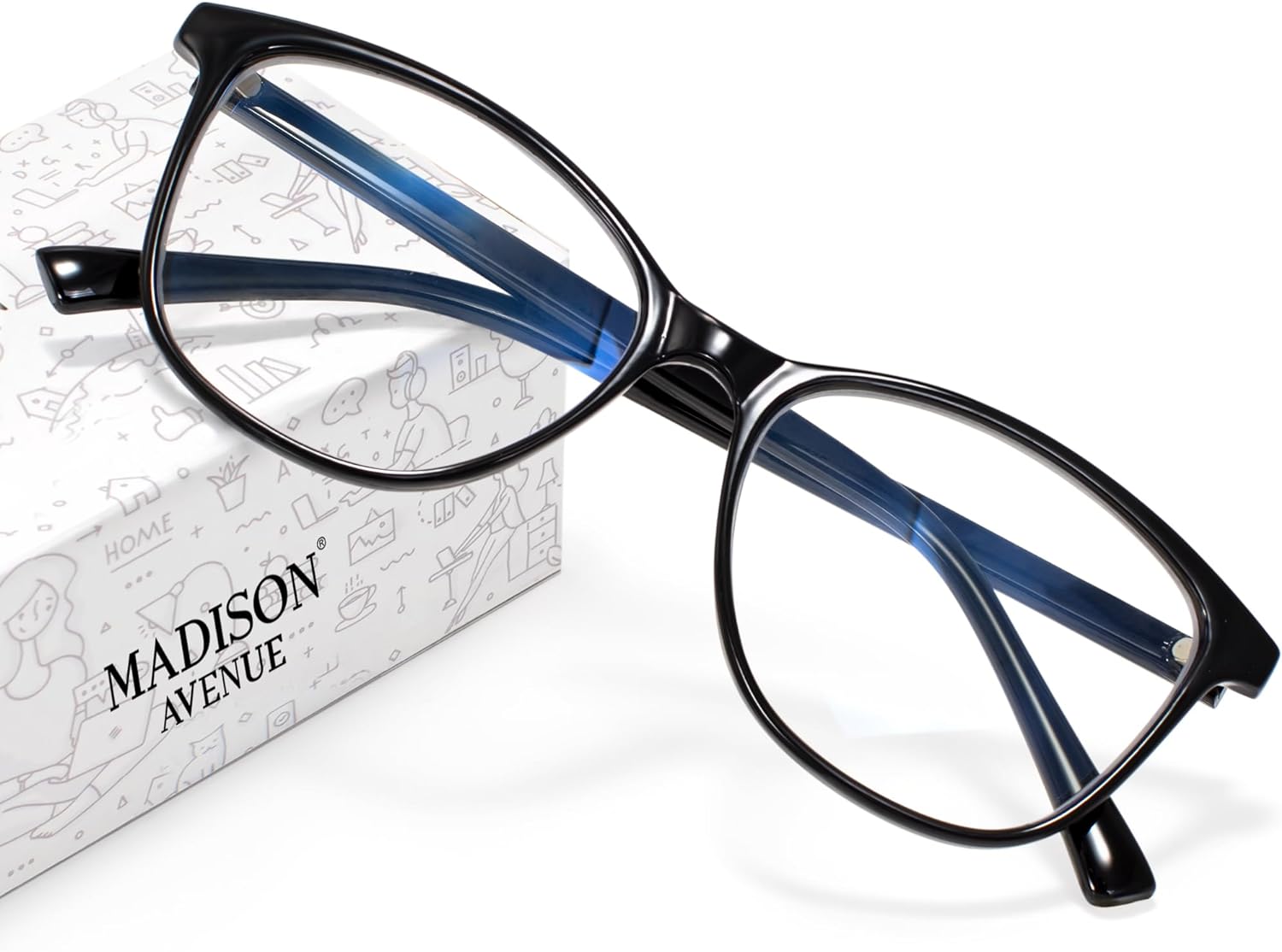 Madison Avenue Blue Light Blocking Glasses Anti Eyestrain UV Glare Blue Light Gl...