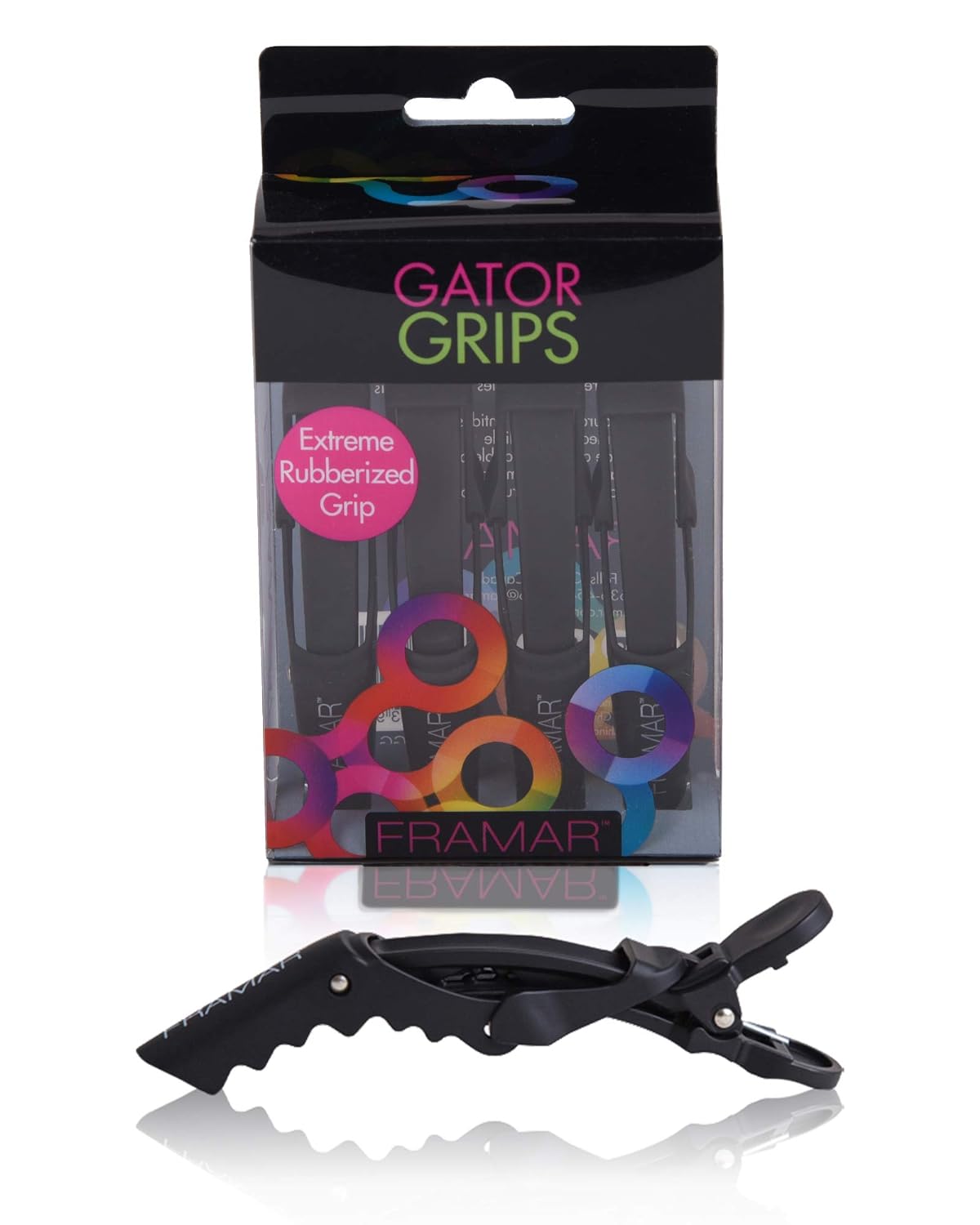Framar Gator Grips Black Styling Hair Clips - Set of 4 Professional Hair Clips w...