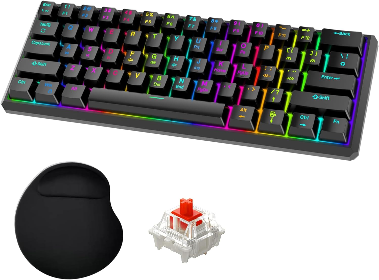 Snpurdiri 60% Gasket Wired Mechanical Gaming Keyboard, RGB Backlit 61 Keys Mini...