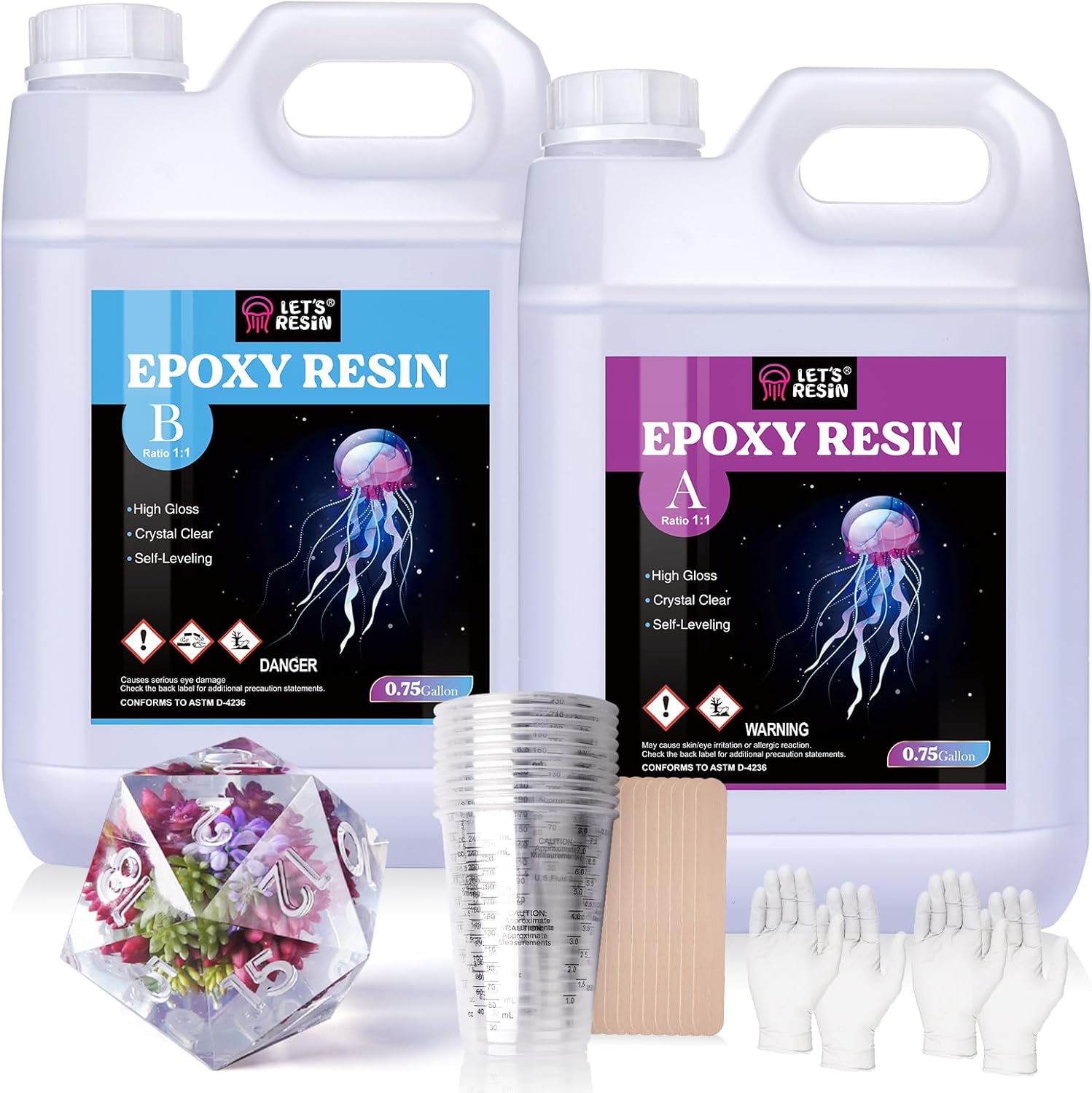 LET'S RESIN Resin Epoxy Kit, 1.5 Gallon Bubble Free & Crystal Clear Epoxy Resin...