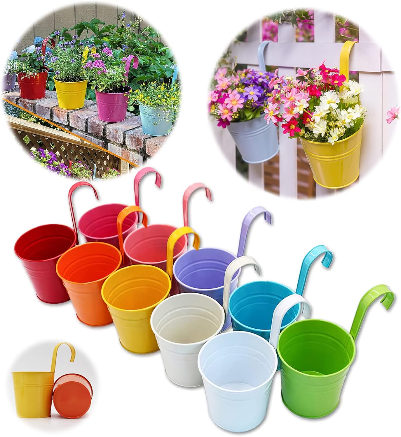GIOVARA Large Metal Flower Pot Vase Bucket Hanging Garden Planter without Draina...