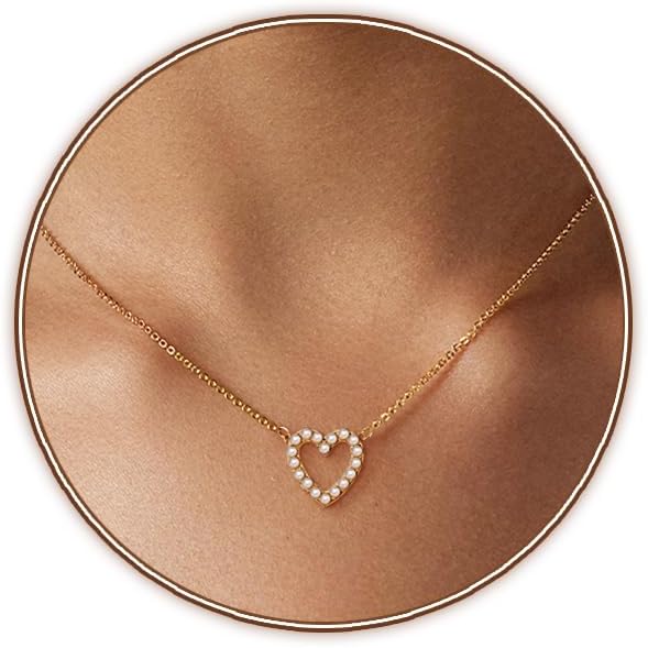 Cute Heart Necklace 18k Gold/Silver Plated Tiny Heart Pendant Choker Necklaces S...