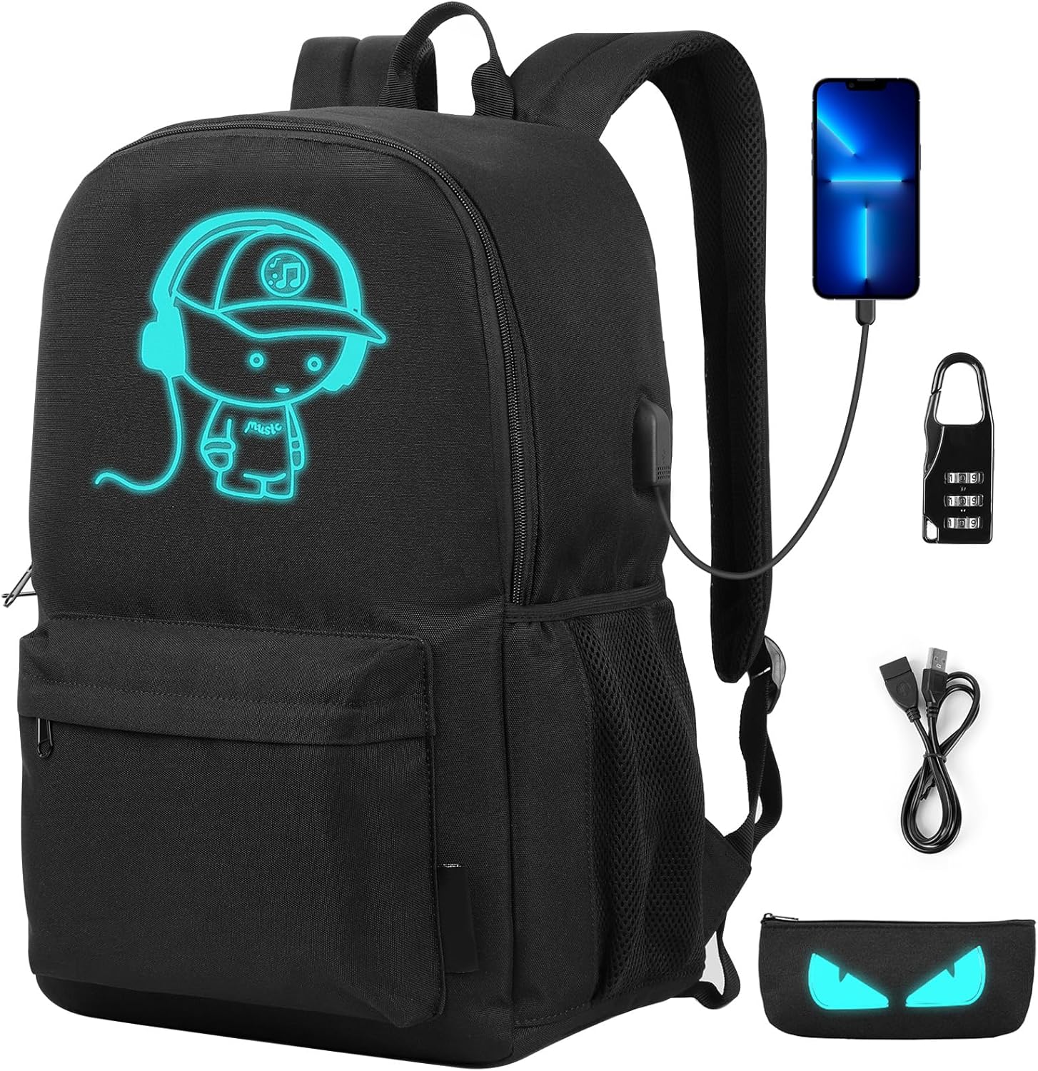 SAMIT Luminous School Bag Anime Backpack Boys Rucksack Cool Bookbag Laptop Backp...