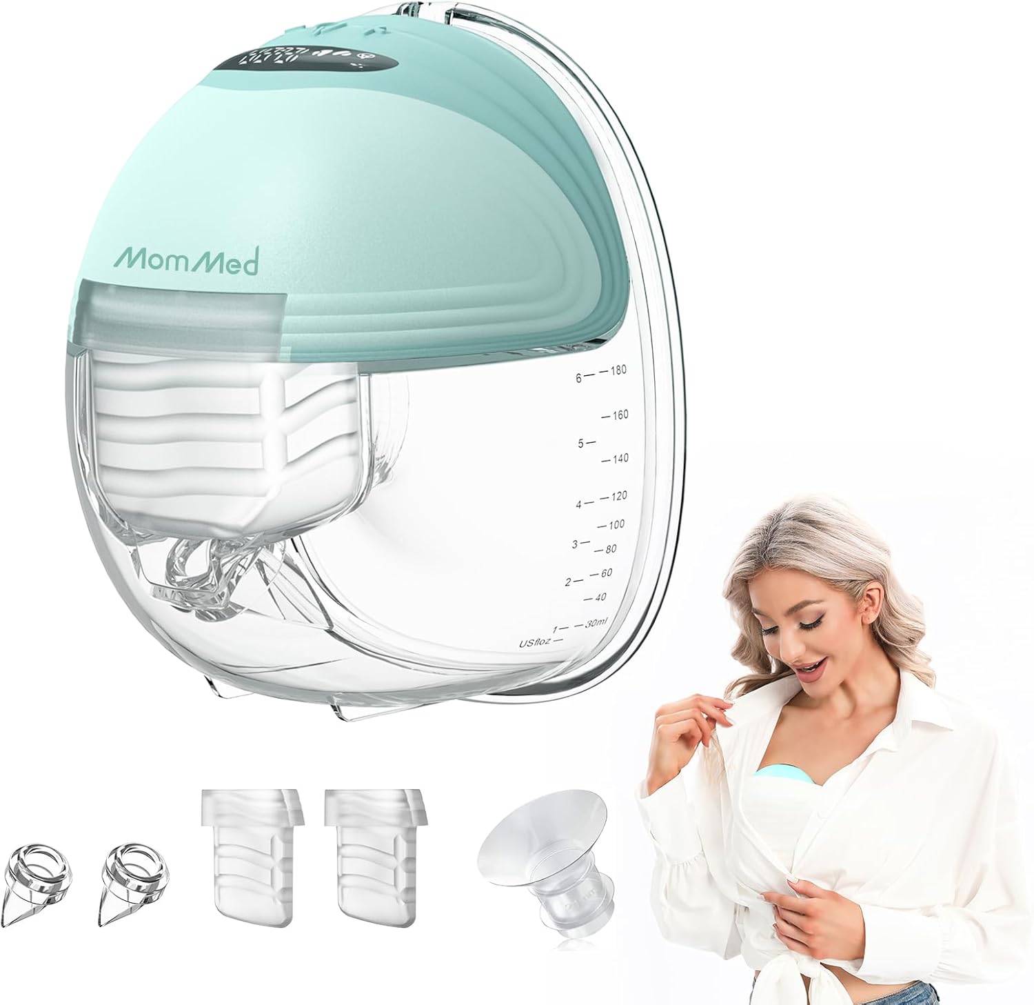 MOMMED Breast Pump, Wearable Breast Pumps with 3 Mode & 12 Levels, Leak-Proof &...