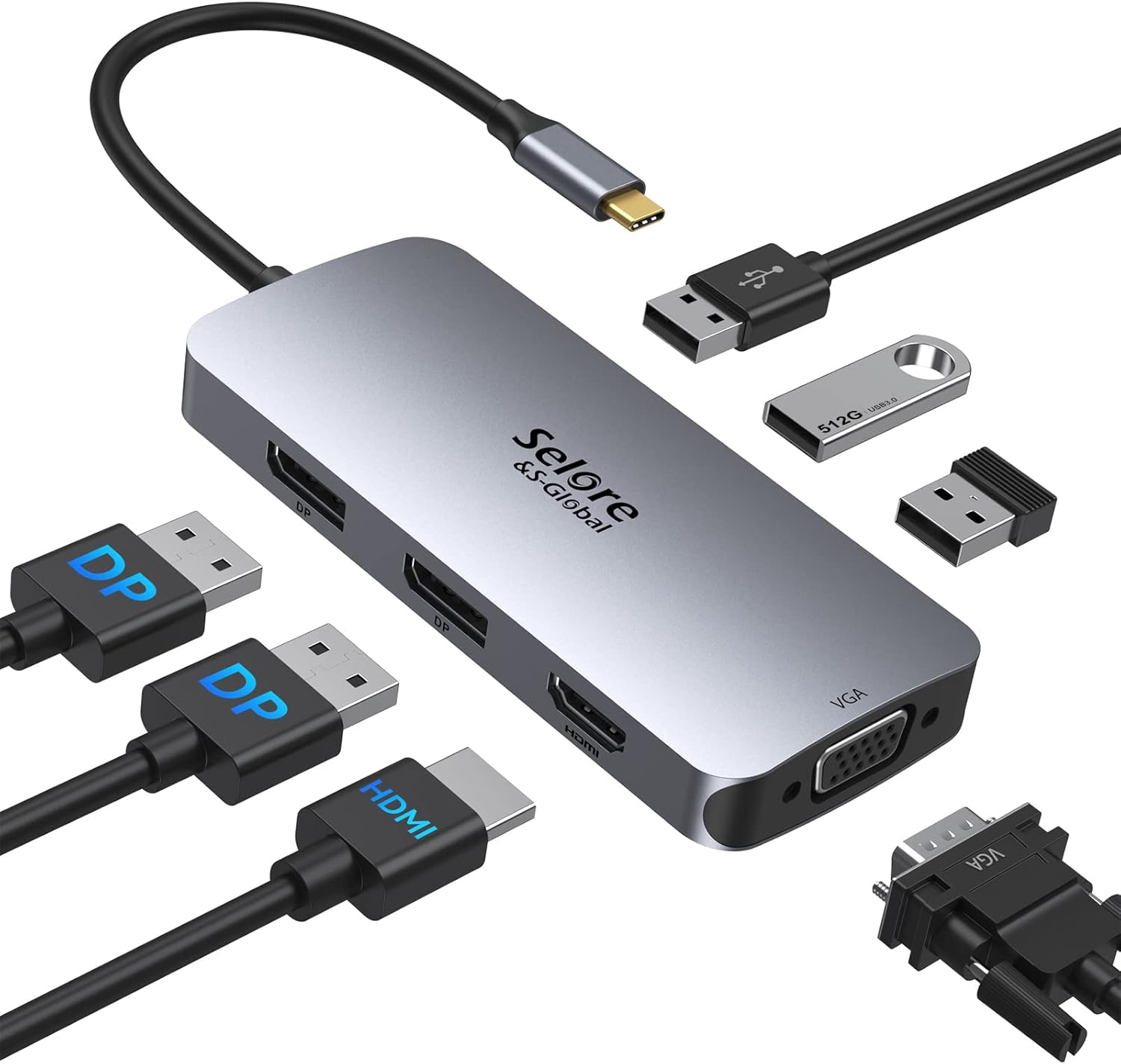 USB C Docking Station Dual DisplayPort, Quad Monitor USB C Hub Multiport Adapter...