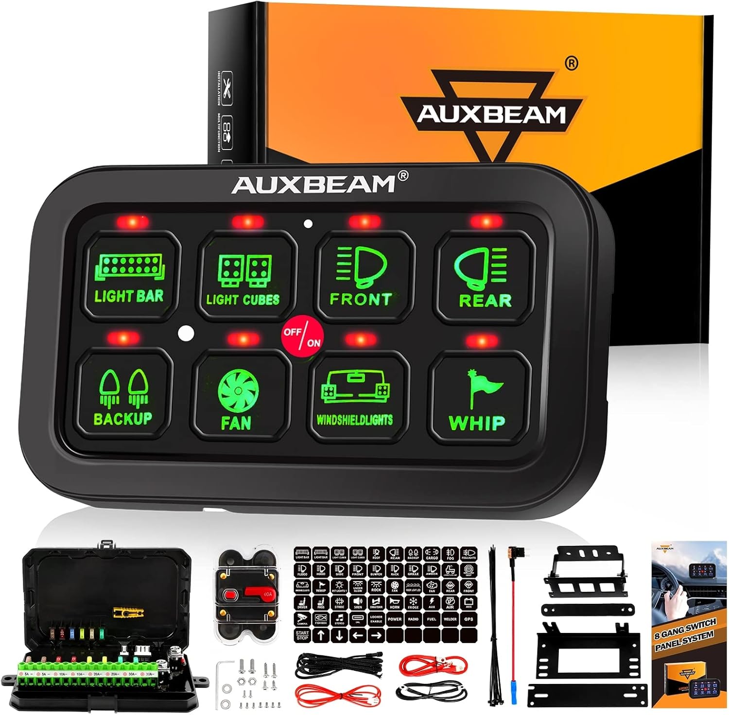 Auxbeam 8 Gang Switch Panel GA80 Universal Circuit...