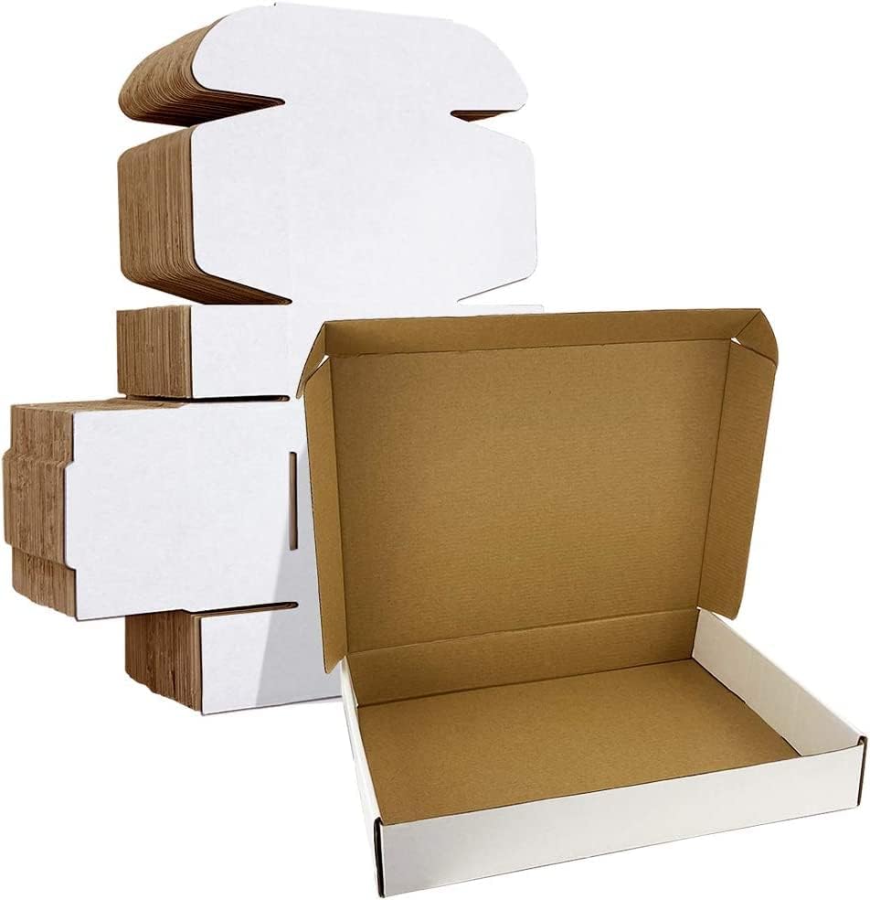 HORLIMER 25 Pack Shipping Boxes, 13x10x2 inches White Corrugated Cardboard Mail...