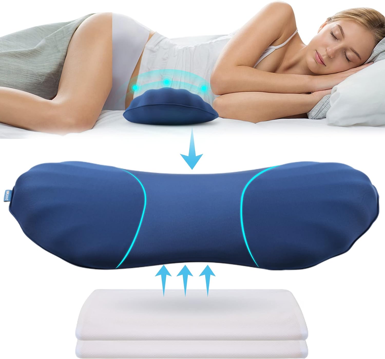 Adjustable Lumbar Support Pillow for Sleeping Memory Foam Back Support Pillow fo...